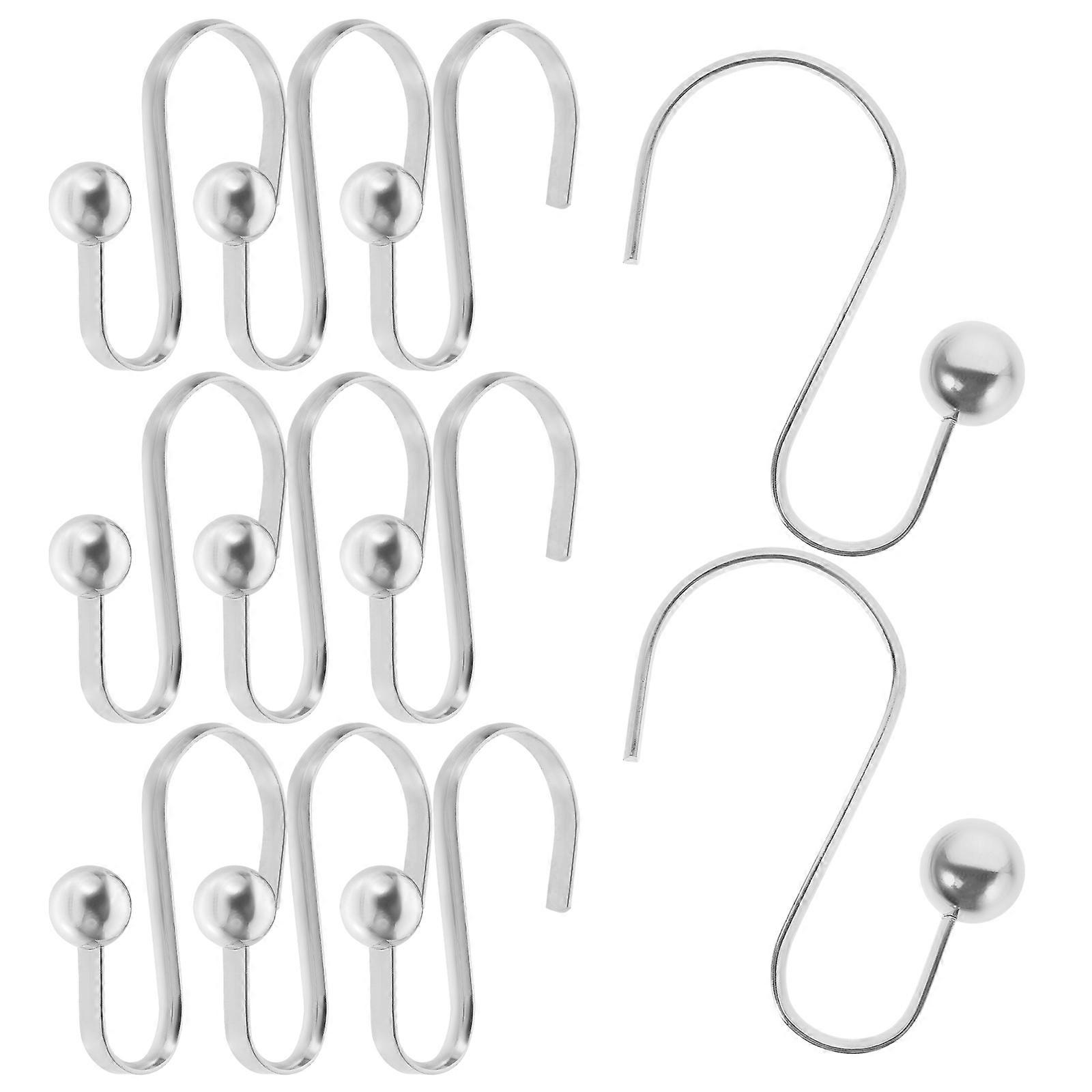 12PCS Metal Shower Curtain Hooks, Rustproof Rings for Bathroom, Smooth Glide for Shower and Window Curtains