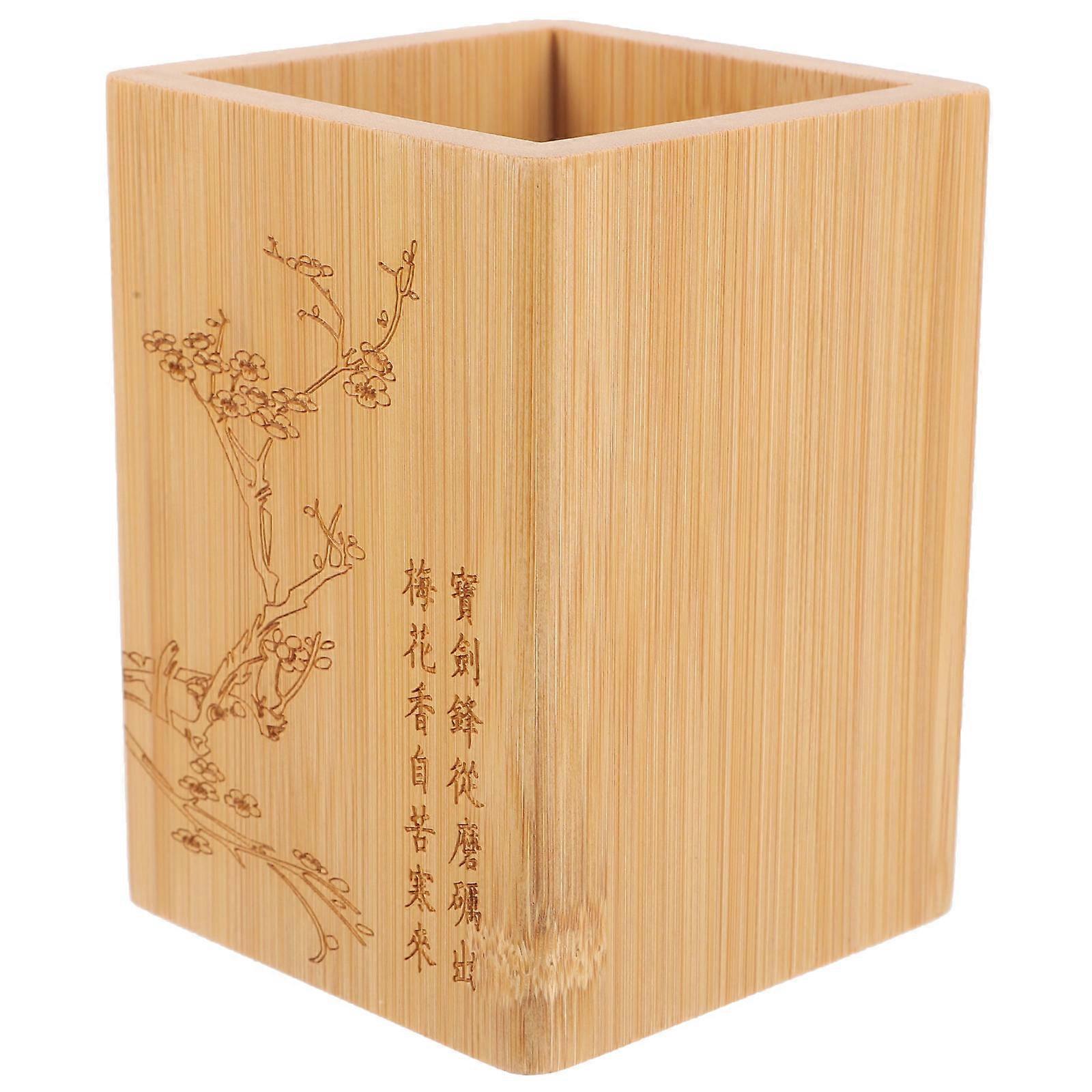 Desk Pencil Holder Pen Holder for Desk Aesthetic Square Rustic Makeup Brush Storage 1Pack