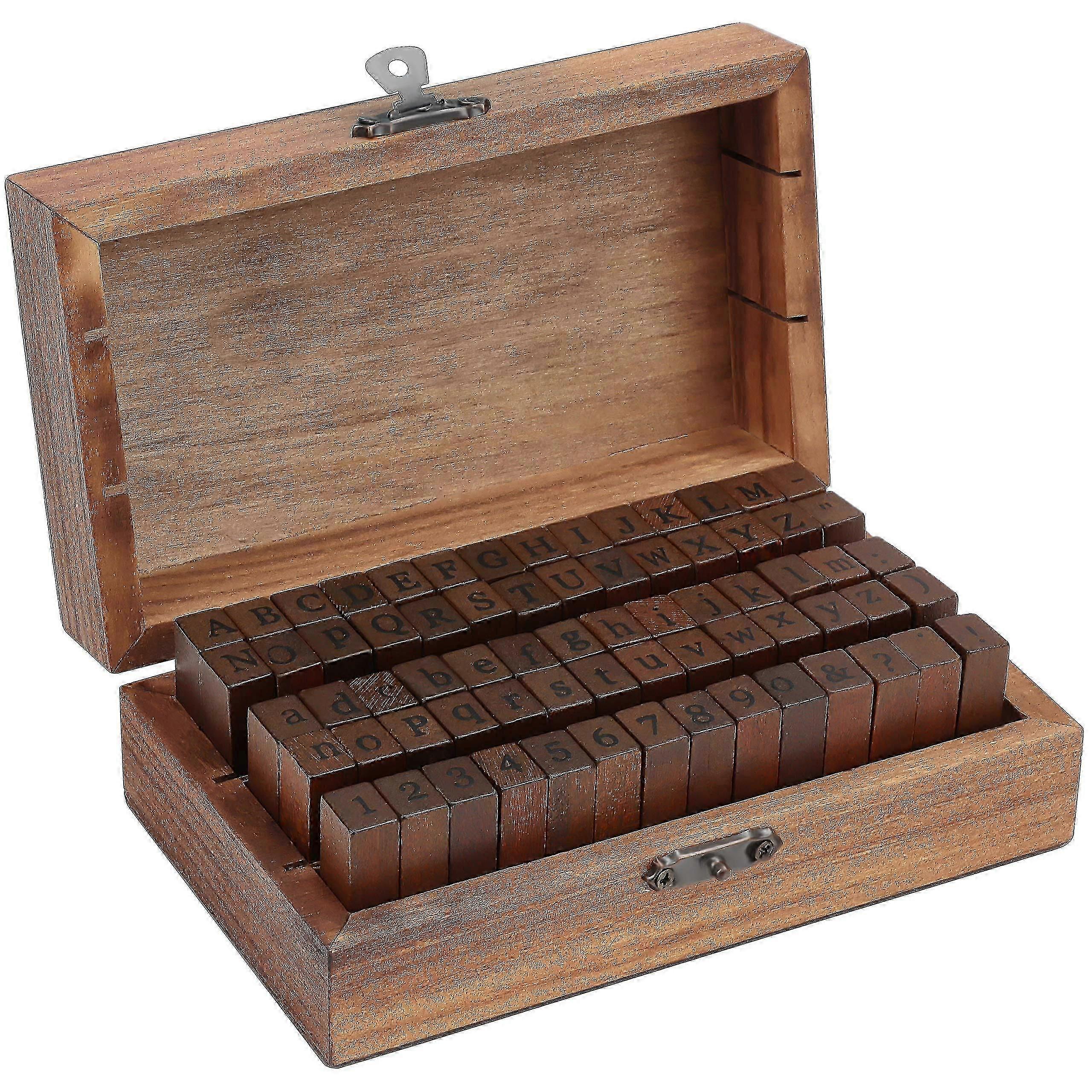 Alphabet Letter Stamp With Numbers And Symbols (70 Pcs) - Wood Stamp