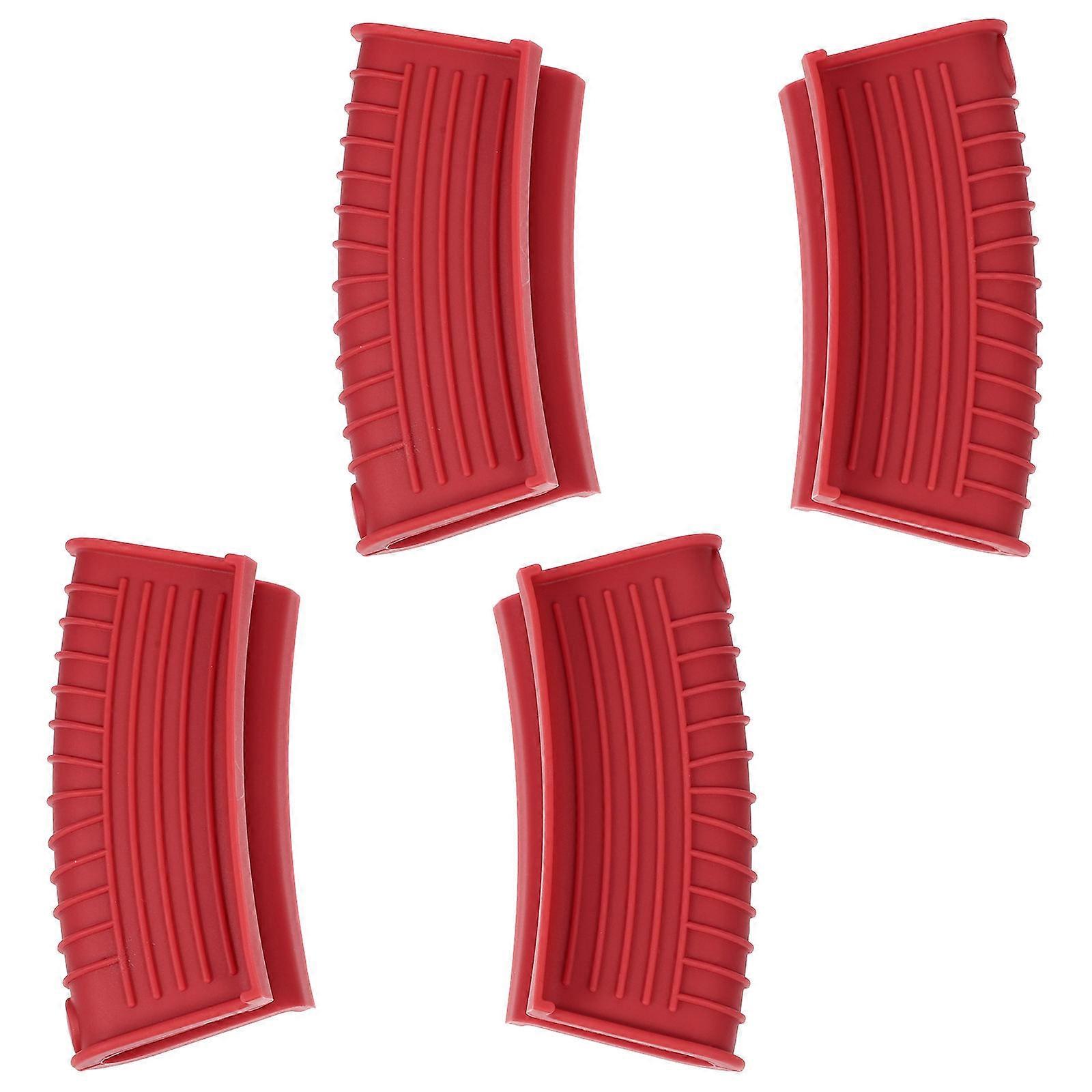 Silicone Pot Handle Grips 2Pcs Red Pan Handle Sleeve Quick Install Remove for Protection Use
