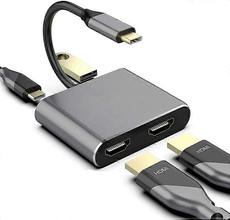 4-in-1 USB Typ-C auf Dual HDMI Adapter, USB3.1 Dockingstation HDMI Splitter