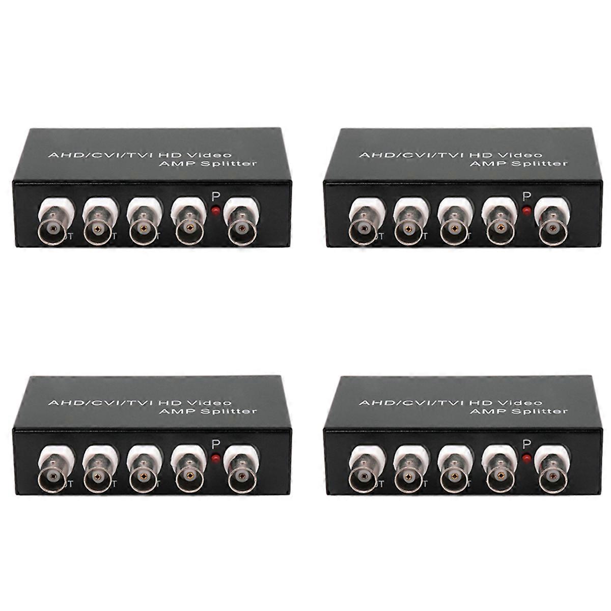 Signal 1 in 4 Out AHD/CVI/TVI Video Splitter HD Coaxial Camera,Black