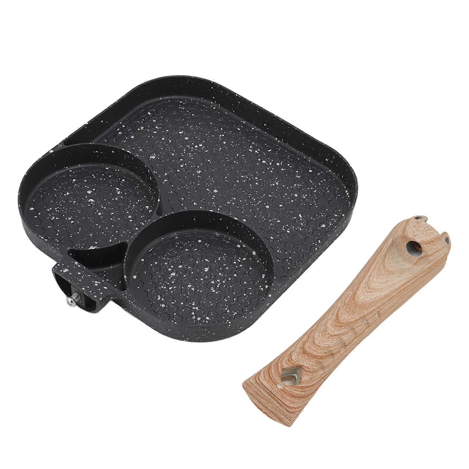 3 in 1 Non-Stick Breakfast Pan, Heat Resistant, Divided Grill Pan for Gas and Induction Cooker