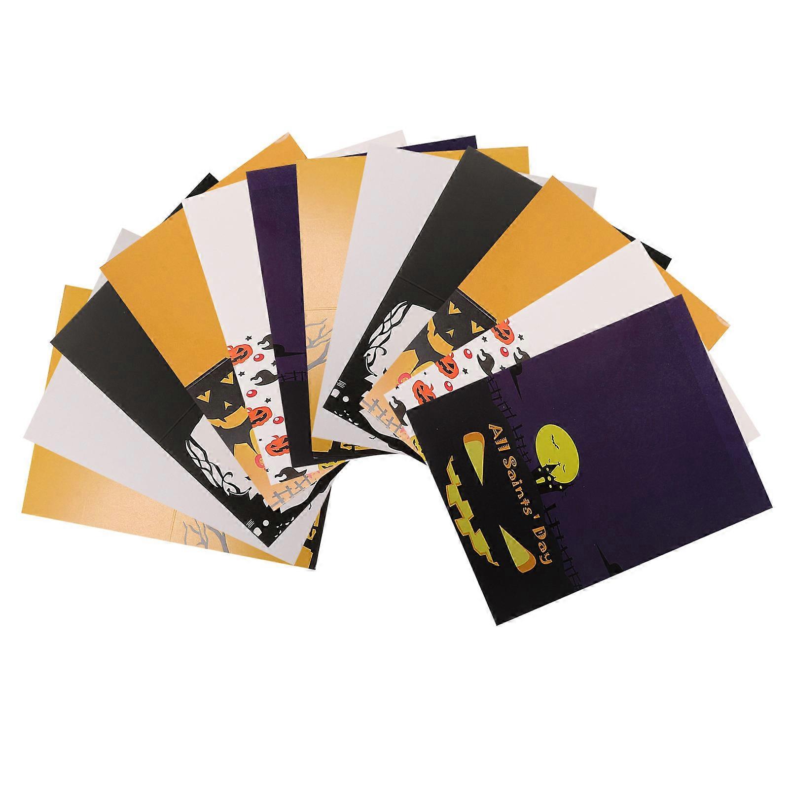 Handwritten Greeting Cards Halloween Design Assorted Color 15X10cm 6Pcs For Family Gathering