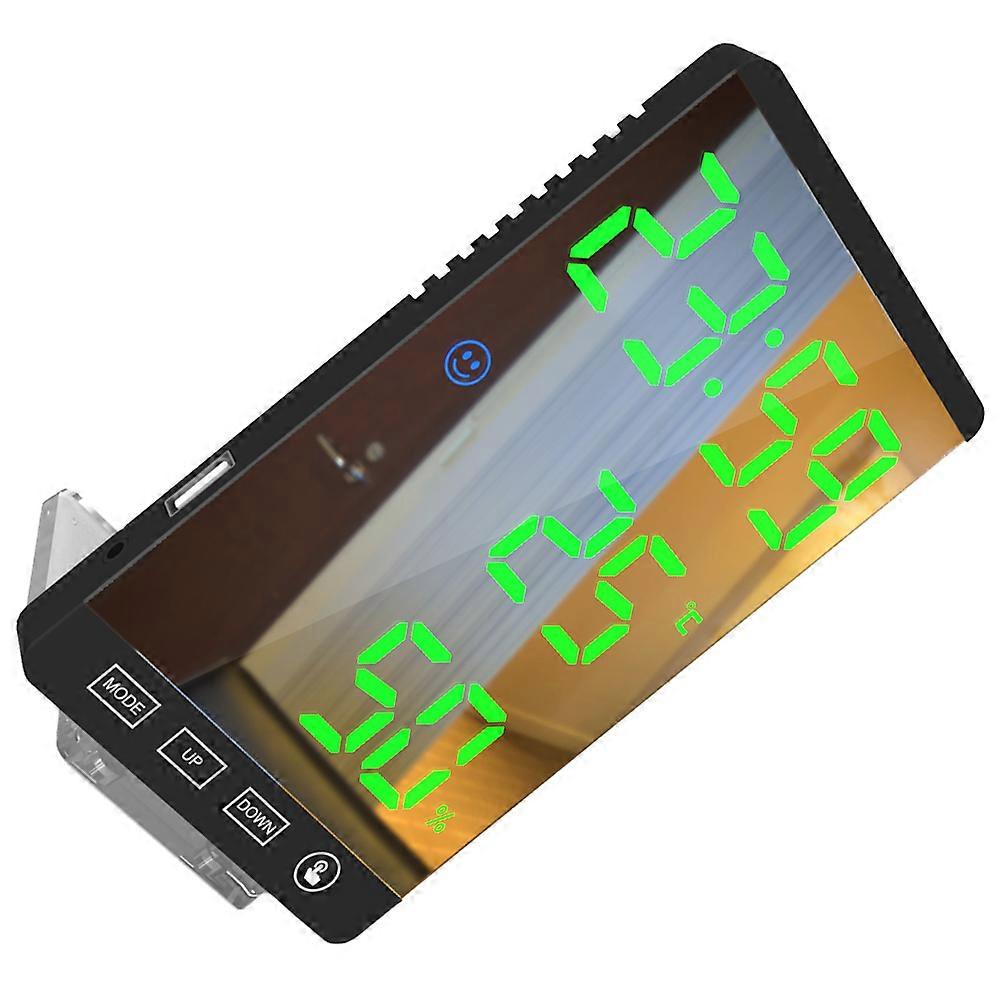 Desk Clock Digital Led Alarm Clock Home Use Black 8.5x1.3x15cm Temperature Display Humidity Display 1Set