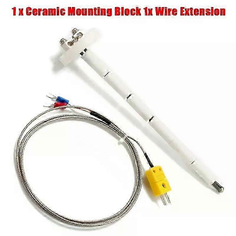 K-Type Thermocouple Block Ceramic Kiln Probe 2372/1300 Degree F/C 11G Ceramic Mounting Block Wire Extension Thermocouple