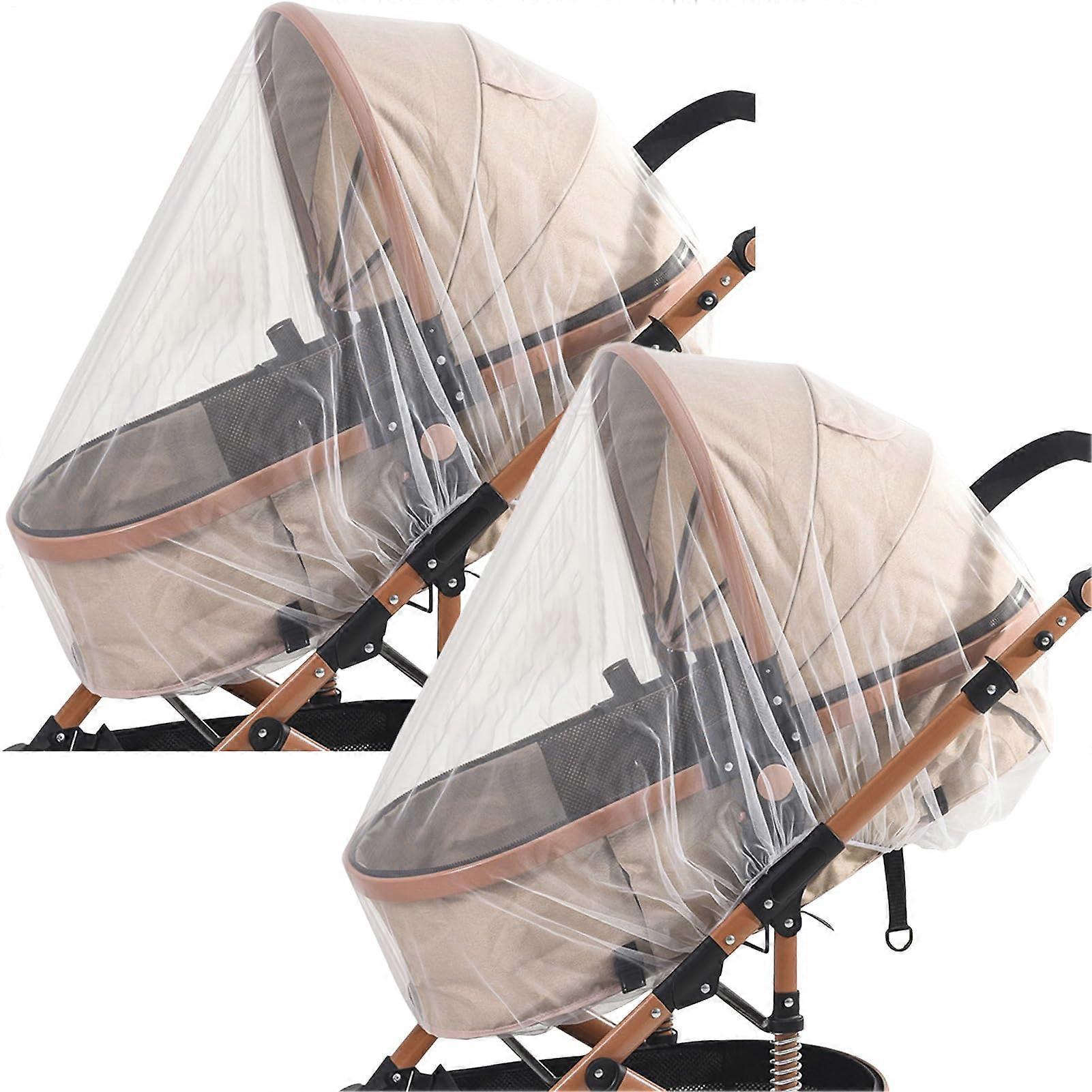 Pram Net Cushion for Babies, Set of 2 Lightweight Cot Nets, 380 DPI Mesh Fabric, Portable Sun Protection for Travel and Outdoors
