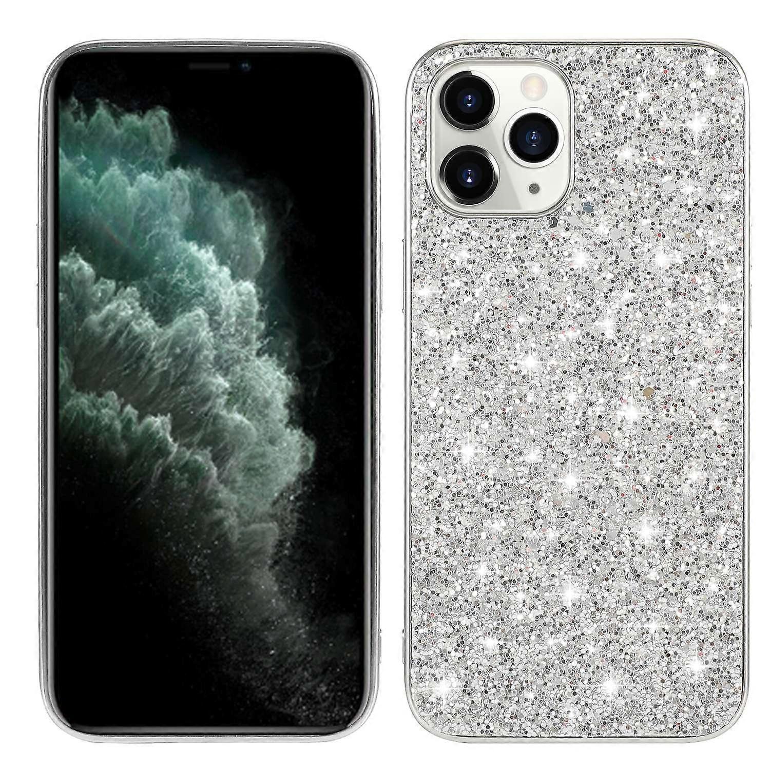 Glittering Sequins Plated TPU Frame+PC Hybrid Shell Case for iPhone 12 Pro/12