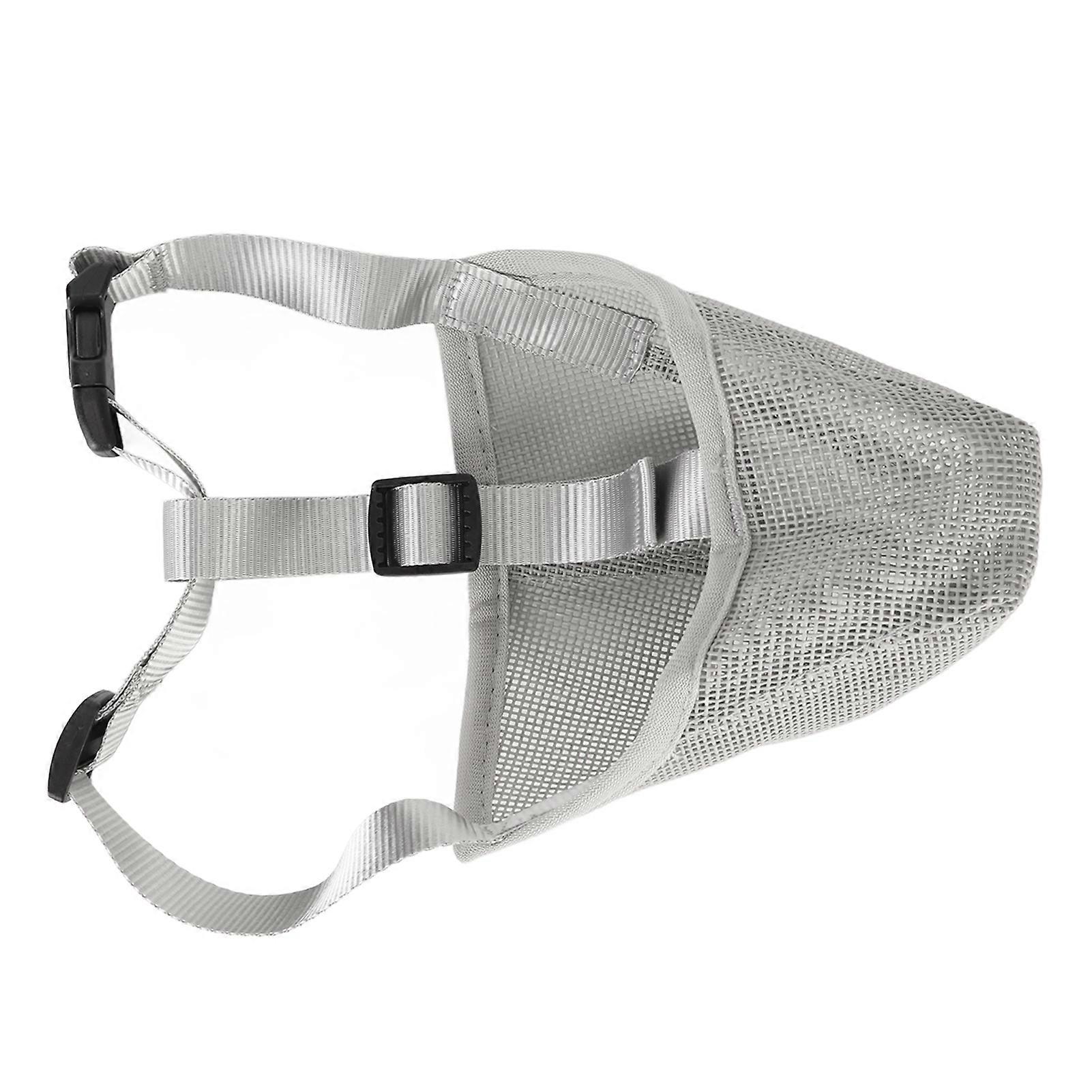 Dog Muzzle Breathable Adjustable Prevent Biting Chewing Pet Mesh Muzzle for Outdoor Training Gray XL