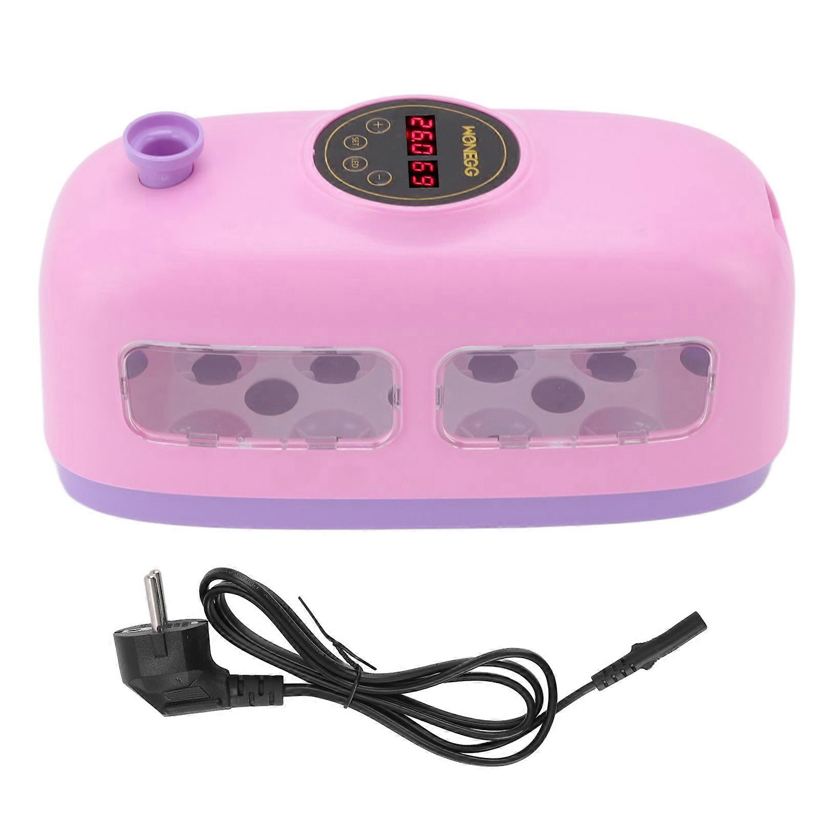 Egg Incubator Manual Turning Mini Train Eggs Hatching Machine with LED Lighting EU Plug 220V Rose Red