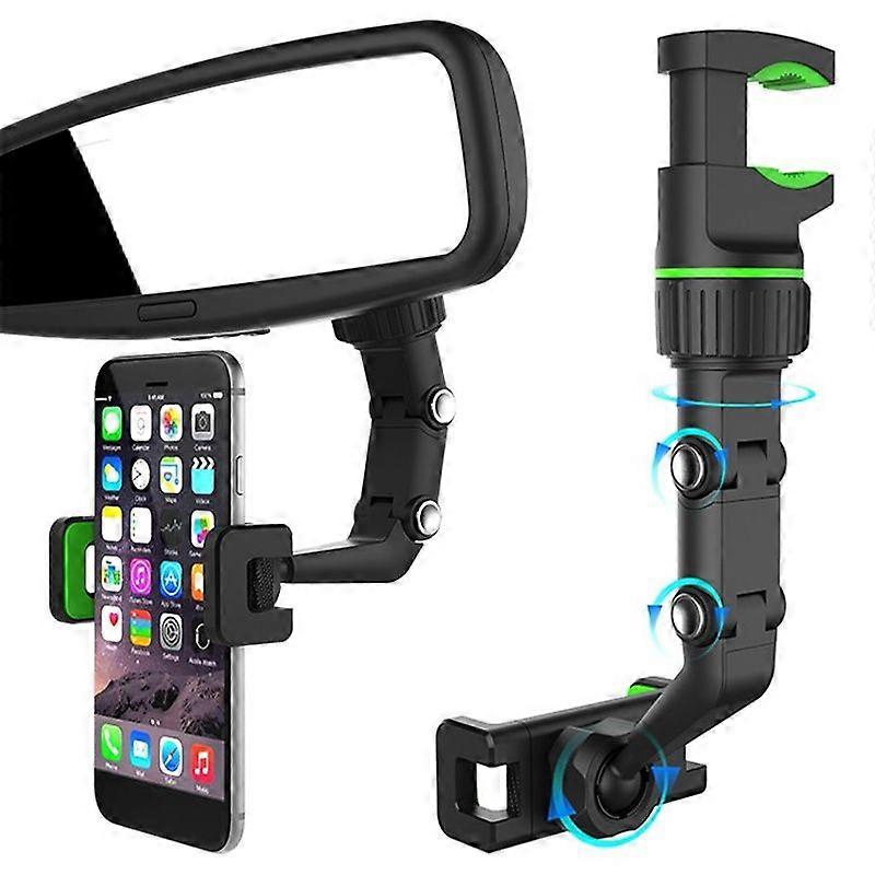 360 Car Rearview Mirror Phone Holder for 4.0-6.1 Inch Phone Gps Navigation Bracket Phone Holder Stand Adjustable Support (Adjustable Width)