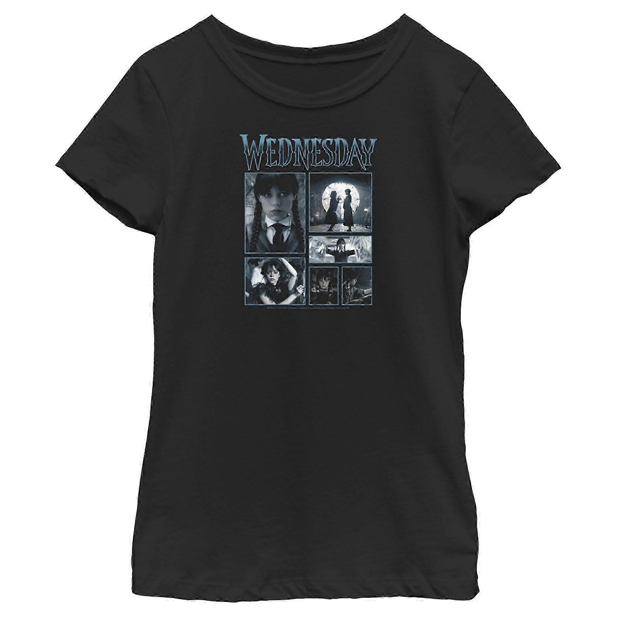 Girl's Wednesday Iconic Scenes Graphic Tee Black Medium