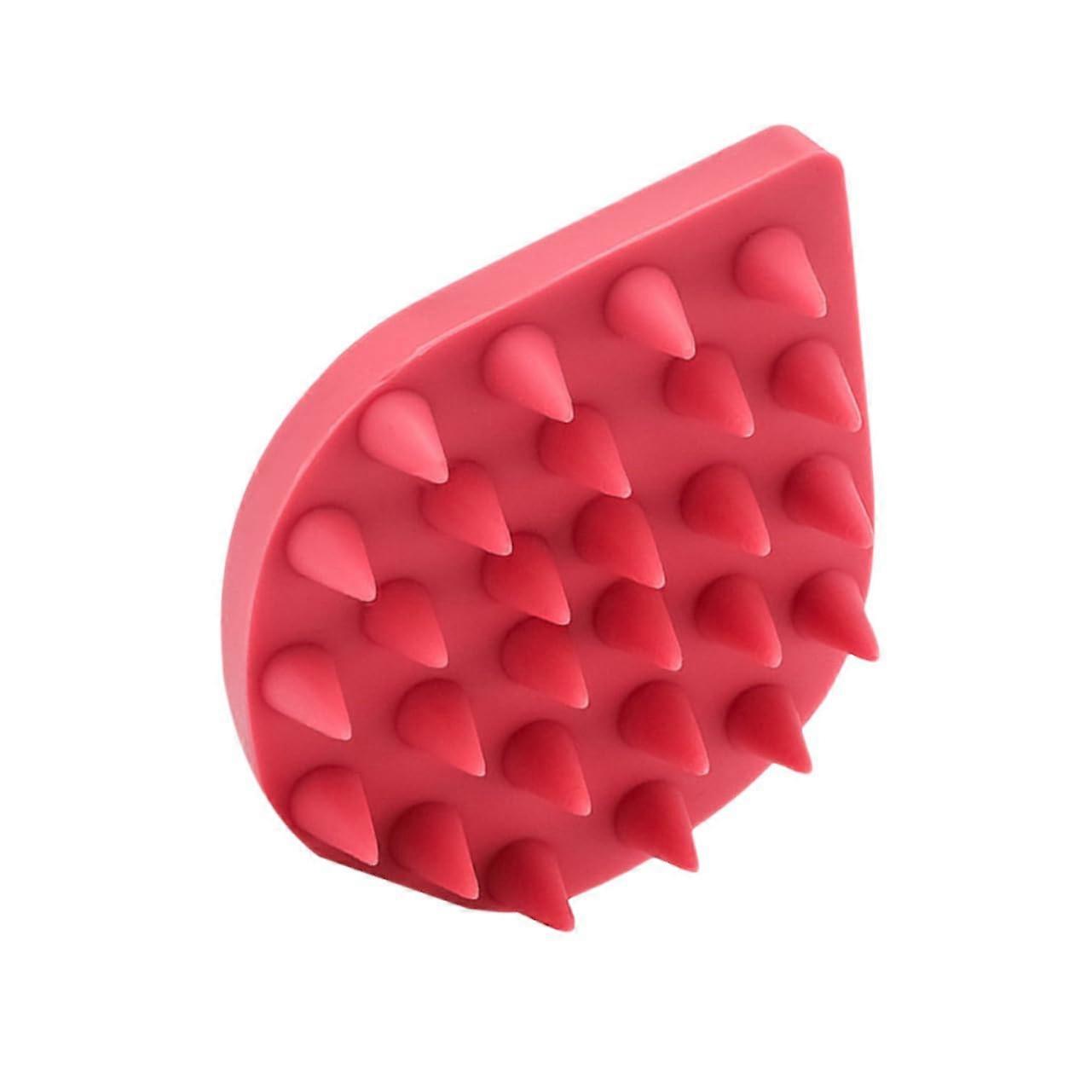 Silicone Shampoo Brush for Scalp Massage and Detangling - Washable Red Scalp Scrubber with Soft Silica Gel Bristles