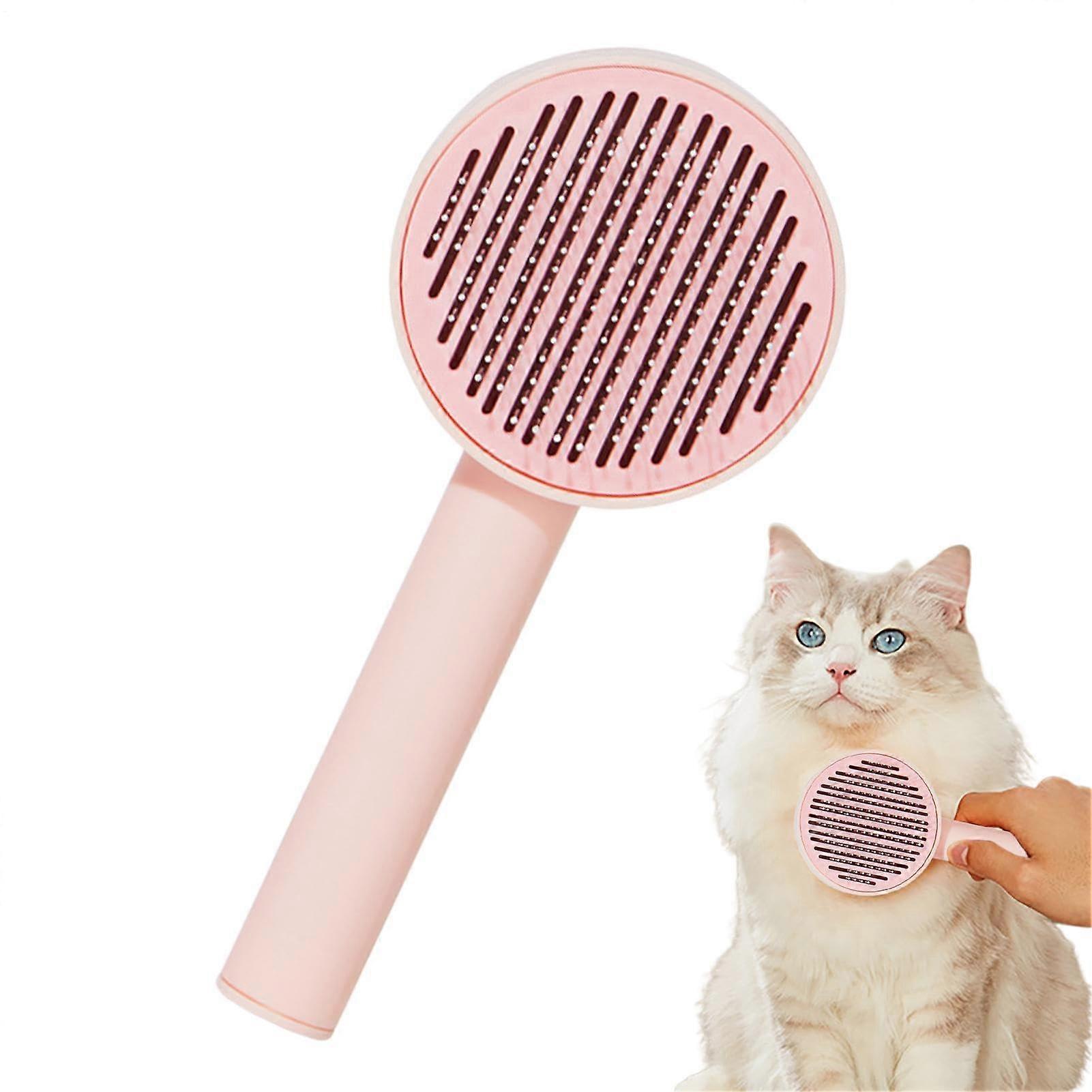 Dog plucking brush – Kitten puppy comb, plucking brush Unlocking button included in delivery, longhaired cat massage tool for living room rose