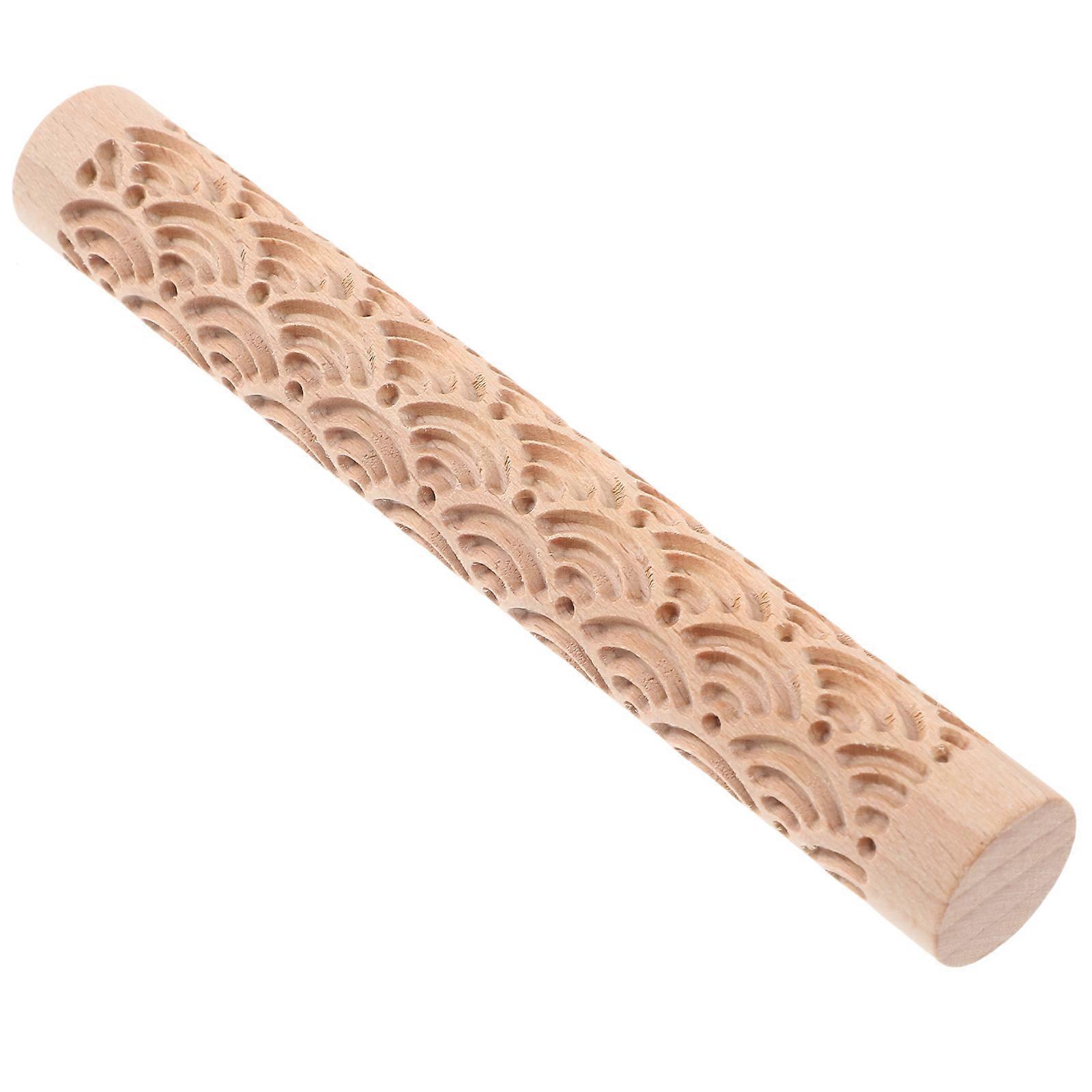 Embossing Pottery Texture Rollers Clay Shaping Tool Cylinder Shape Simple Design for Beginners 15.00X2.00X2.00CM