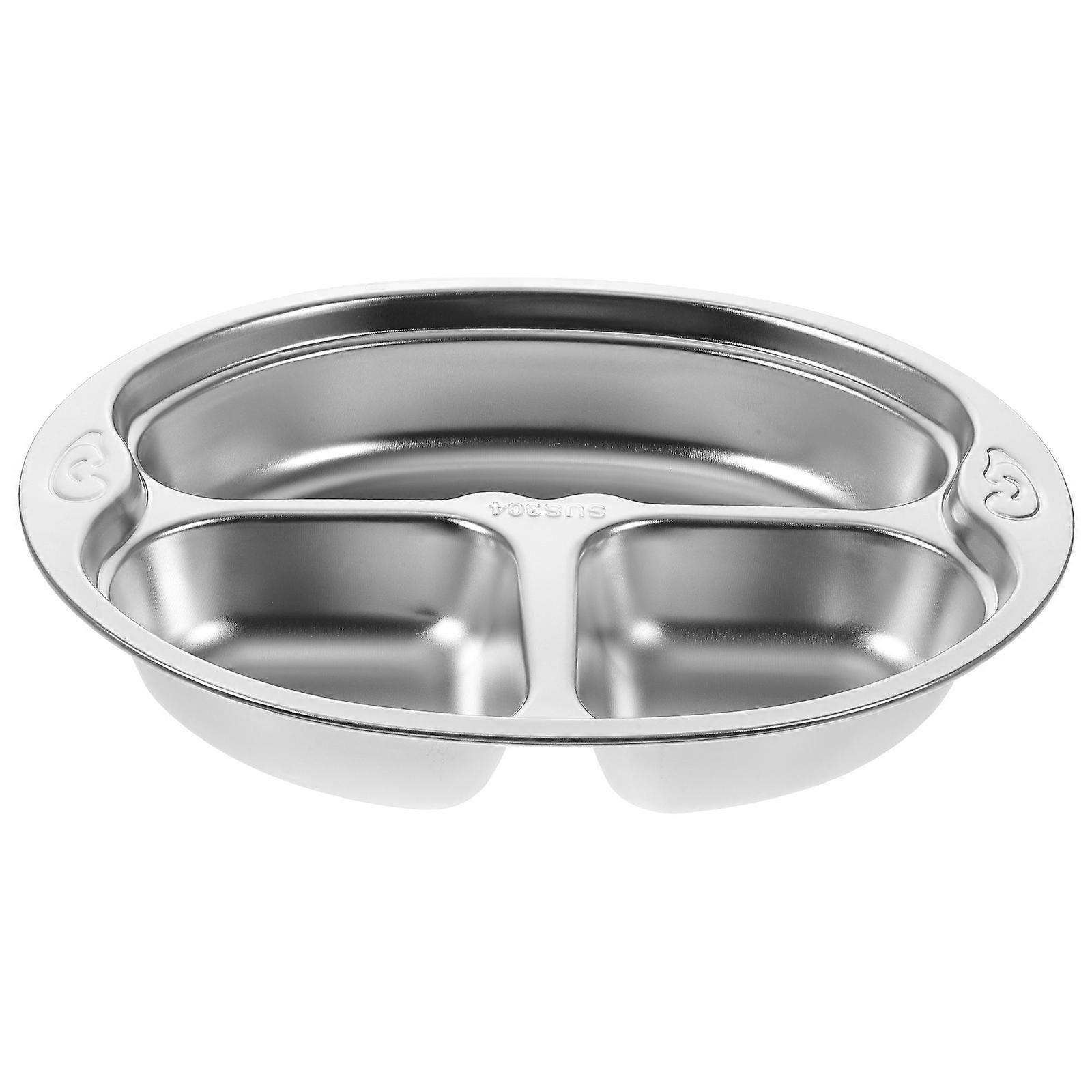 Geteilte Lebensmittelplatte aus Edelstahl mit Fach für Erwachsene, leicht zu reinigendes Serviertablett zum Mittag- und Abendessen, nicht verformbares Design für gesundes Essen