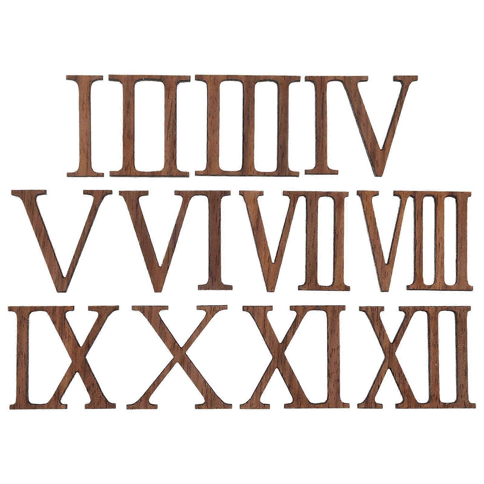 Clock Numerals Kit 1Set Assorted Color Wooden Durable DIY Roman Clock Numerals Kit for Decoration