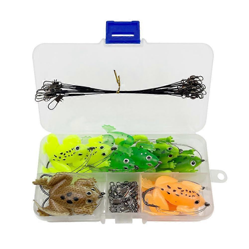 Frog Bait Set, Silicone Frog Lures For Fishing, Assorted Sizes, Durable, Attracts Bites, With Connectors