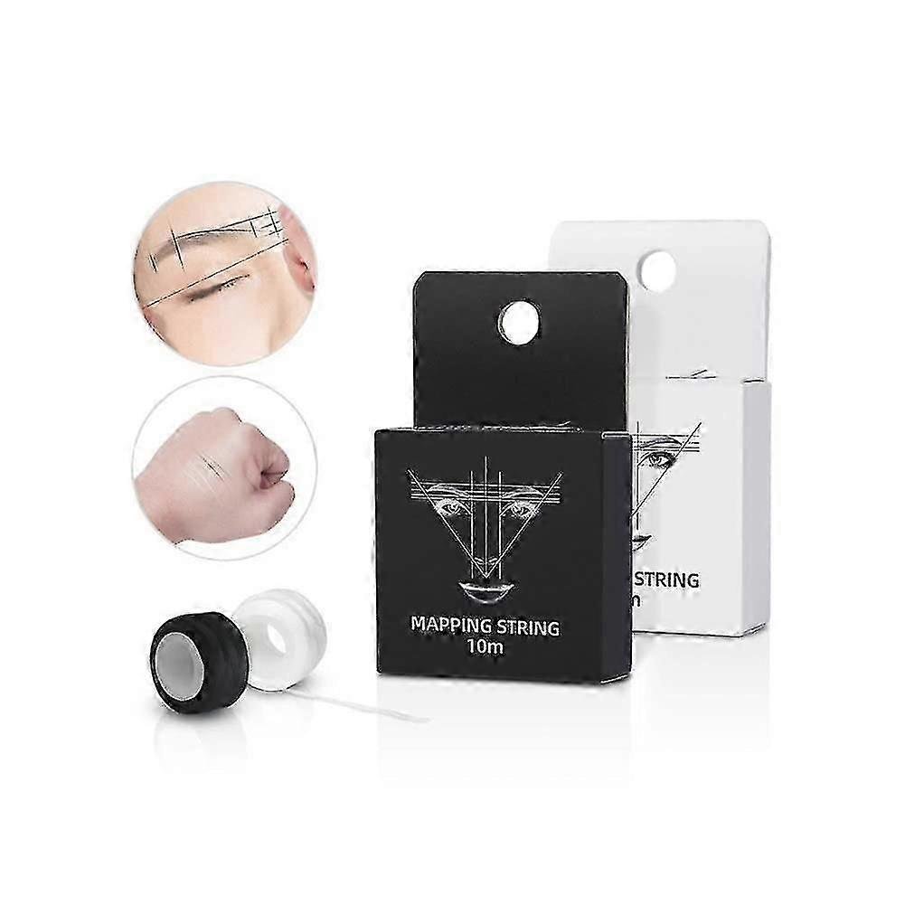 10m Eyebrow Mapping String,pre-inked Black White Eyebrow Thread For Microblading, Measuring Tool For Marking Symmetrical Eyebrows