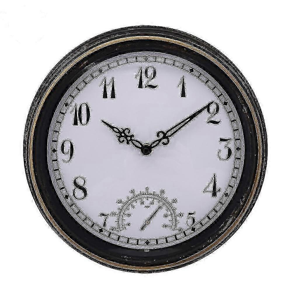 Waterproof Outdoor Garden Retro Thermometer Plastic Wall Clock