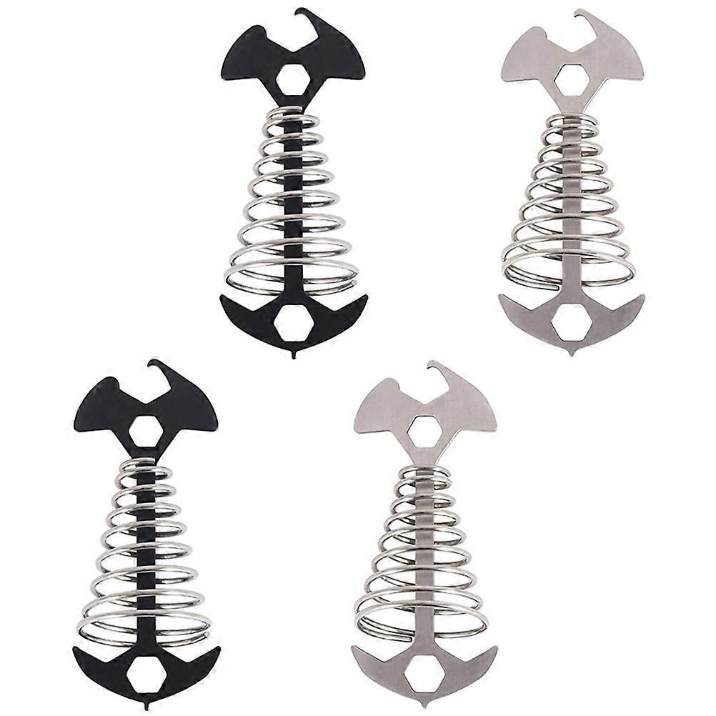 Camping Stake Hook Heavy Duty Ground Nail Fishbone Shape Simple Design For Camping Enthusiasts 4Pcs
