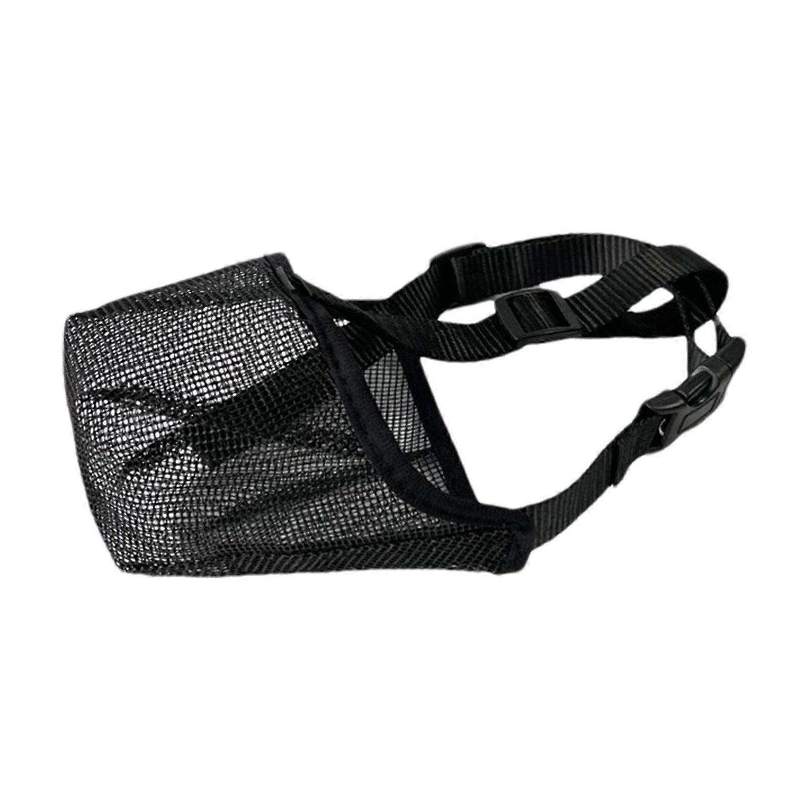 Rounded Mesh Nylon Dog Muzzle, Breathable Muzzle for Small, Medium, and Large Dogs, Prevents Eating, Biting, and Chewing (Black) XSmall