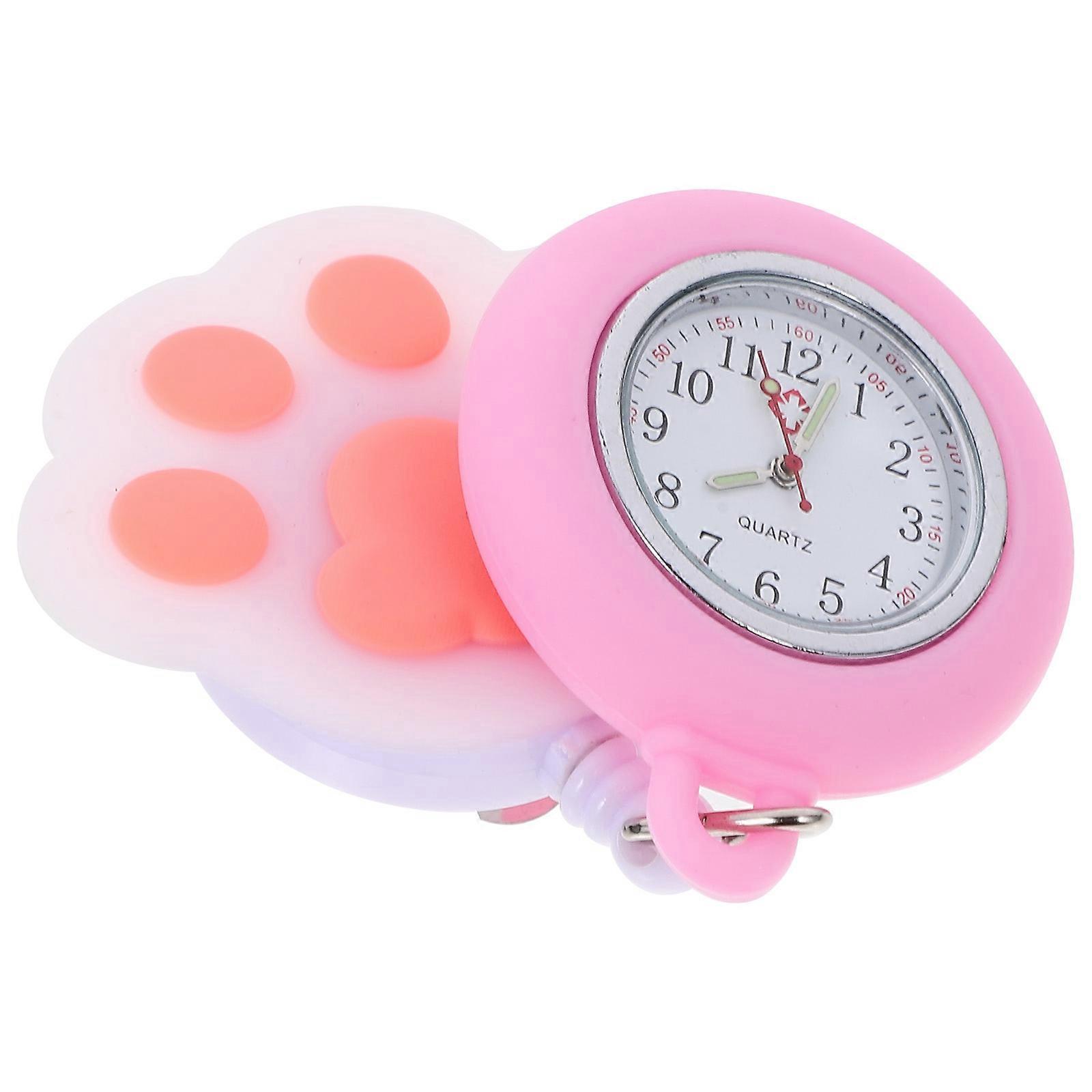 Cat Paw Nurse Clip Watch, Retractable Pocket Timepiece for Nurses & Students, Durable Design with Pin for Easy Attachment, Accurate Timing Display