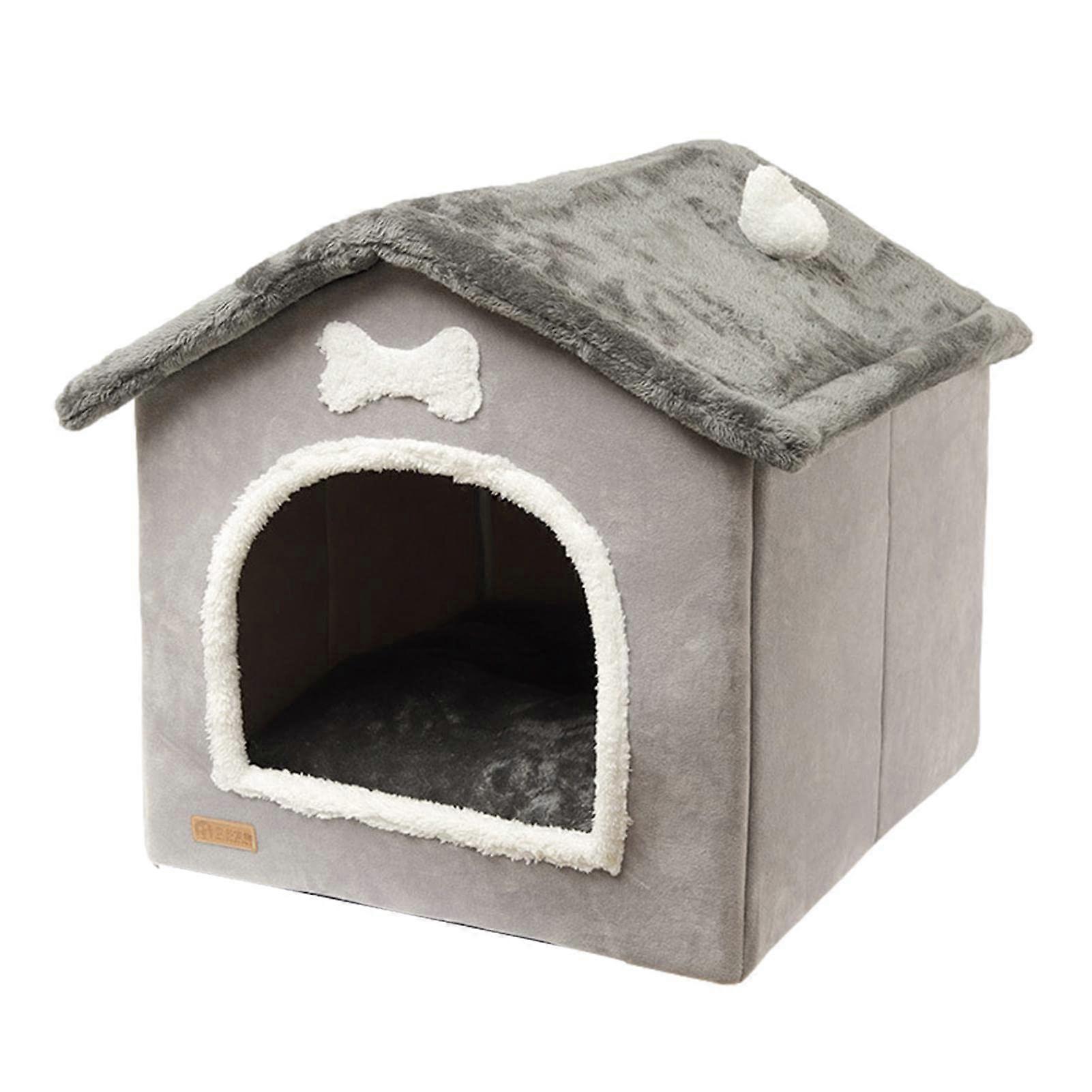 Winter Warm Cat House - Foldable Enclosed Dog House for Small Medium Pets, Easy to Assemble Outdoor Kennel in Waterproof Fabric