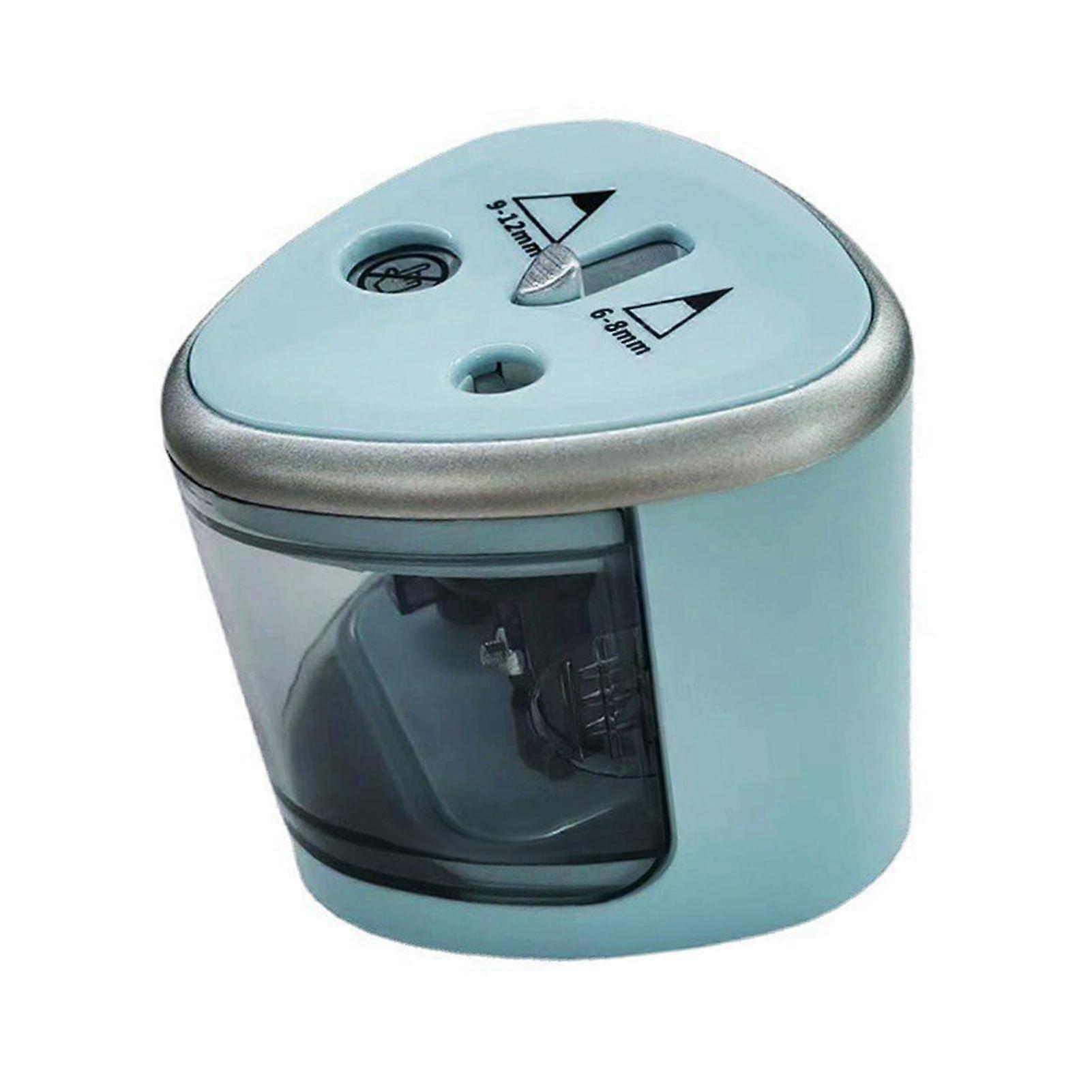 Electric Automatic Pencil Sharpener with Double Holes for Colored Pencils and Graphite, Portable for Office and School Use, Blue