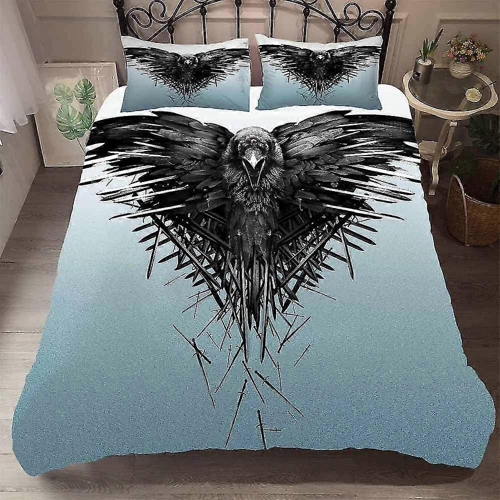 Microfiber Pillowcase Duvet Cover, Colorful Doodle Game of Thrones Bedding Set for Kids with Zipper