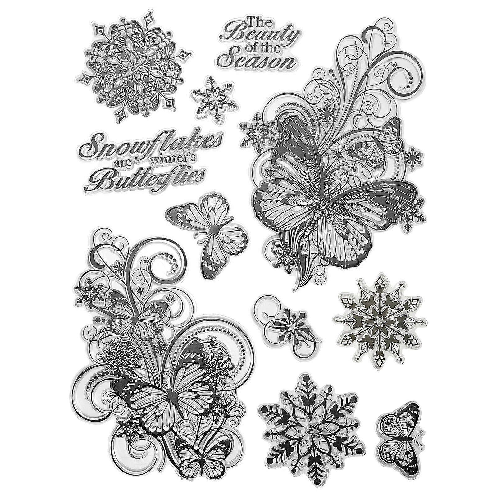 Clear Stamp Blocks Set Transparent Flower Butterfly TPR Stamps For Home Craft present Giving Projects 15.5x20.5cm 1Pcs