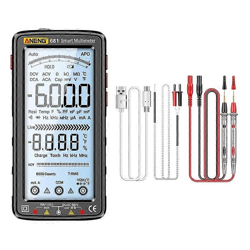 ANENG 681 LCD Digital Display Screen Rechargeable Multimeter 681 Black