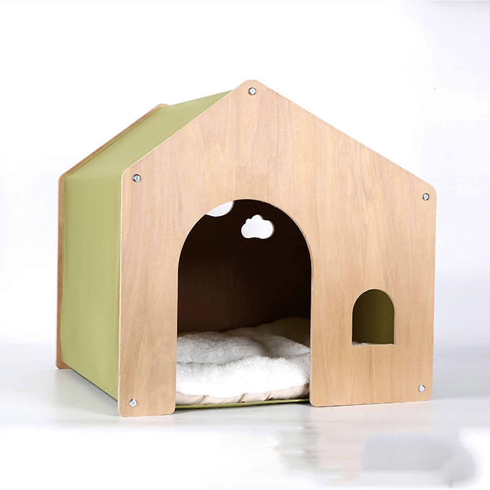 Wooden Cat Kennel, Small Dog House, EcoFriendly, Solid Wood Furniture, Cat  Shelter, Suitable for Indoor and Outdoor Use (Green)