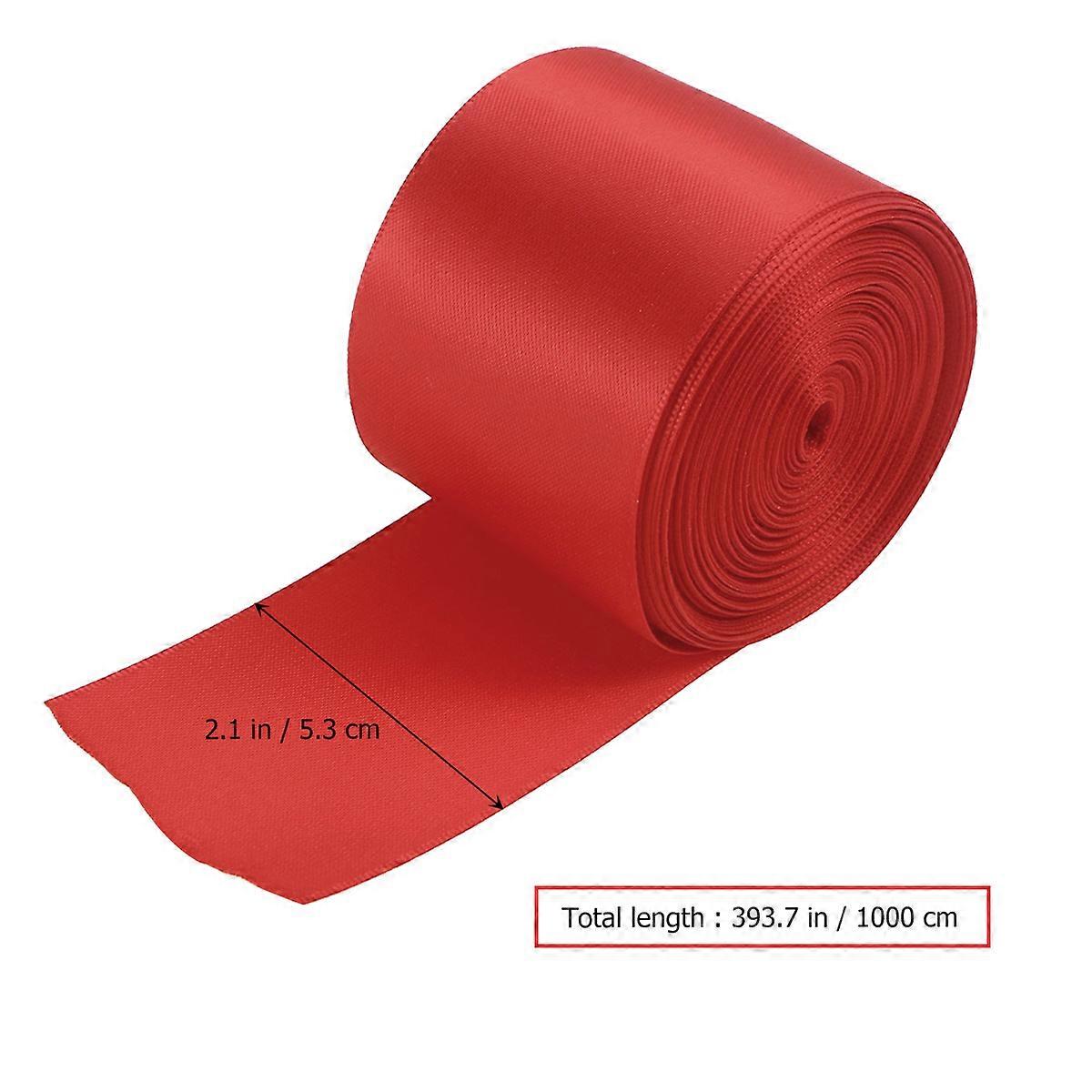 Double-Sided Ribbon Polyester Fabric Bridal Bouquet Car Bow Sewing Accessory 10M Red 1 Roll For Women