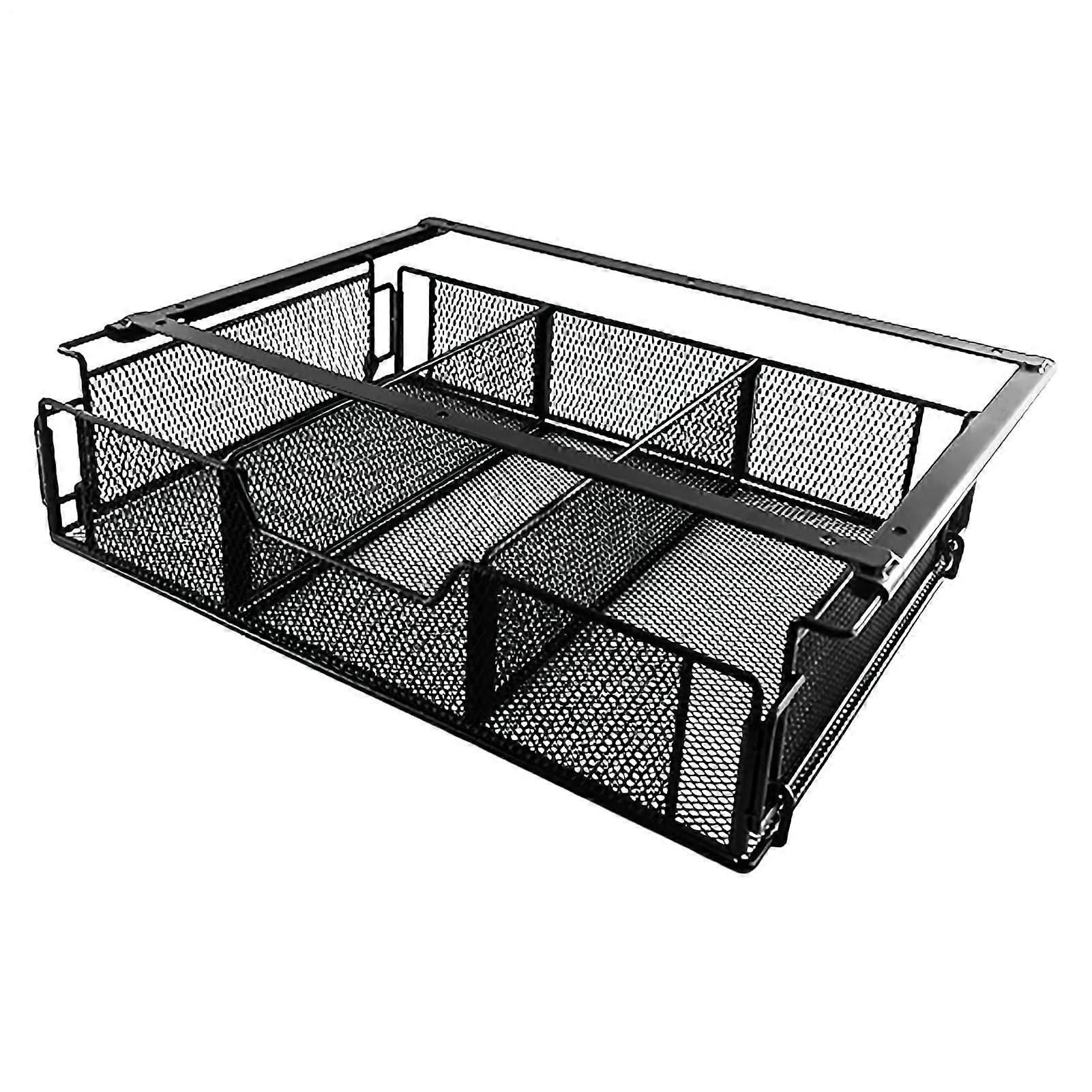 Drawer under the desk, undercabinet storage basket  Divided metal organizer for pens and stationery with easy access and spacesaving