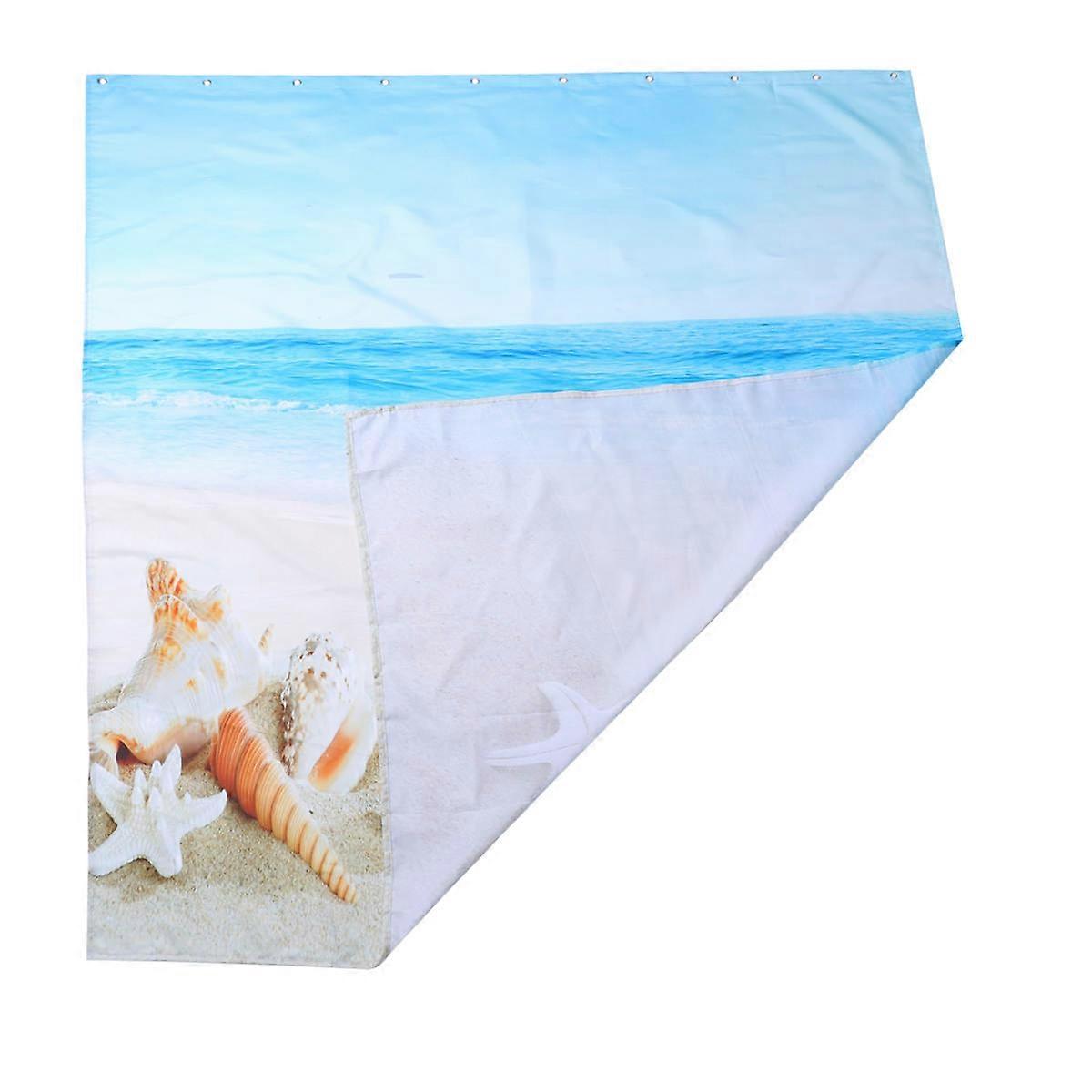 Bath Curtain Beach Theme Waterproof Bath Curtain Bathroom Accessories 150x180cm Polyester Privacy Protection 1Pcs