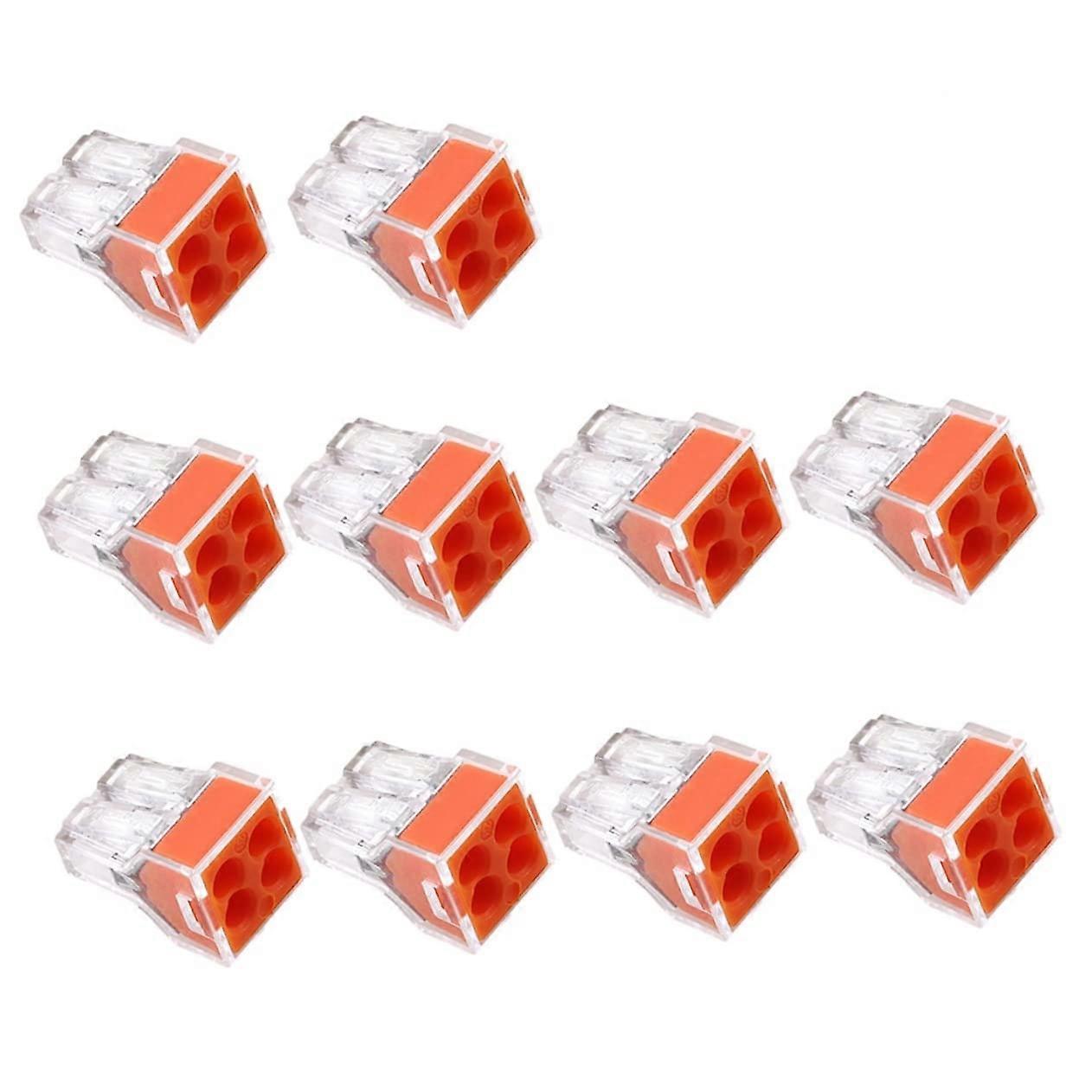 Way Push Wire Terminal Block Connector - Orange Electrical Cable Connectors for Safe Installation, 2-Position, 6mm², Compatible with Various Wires
