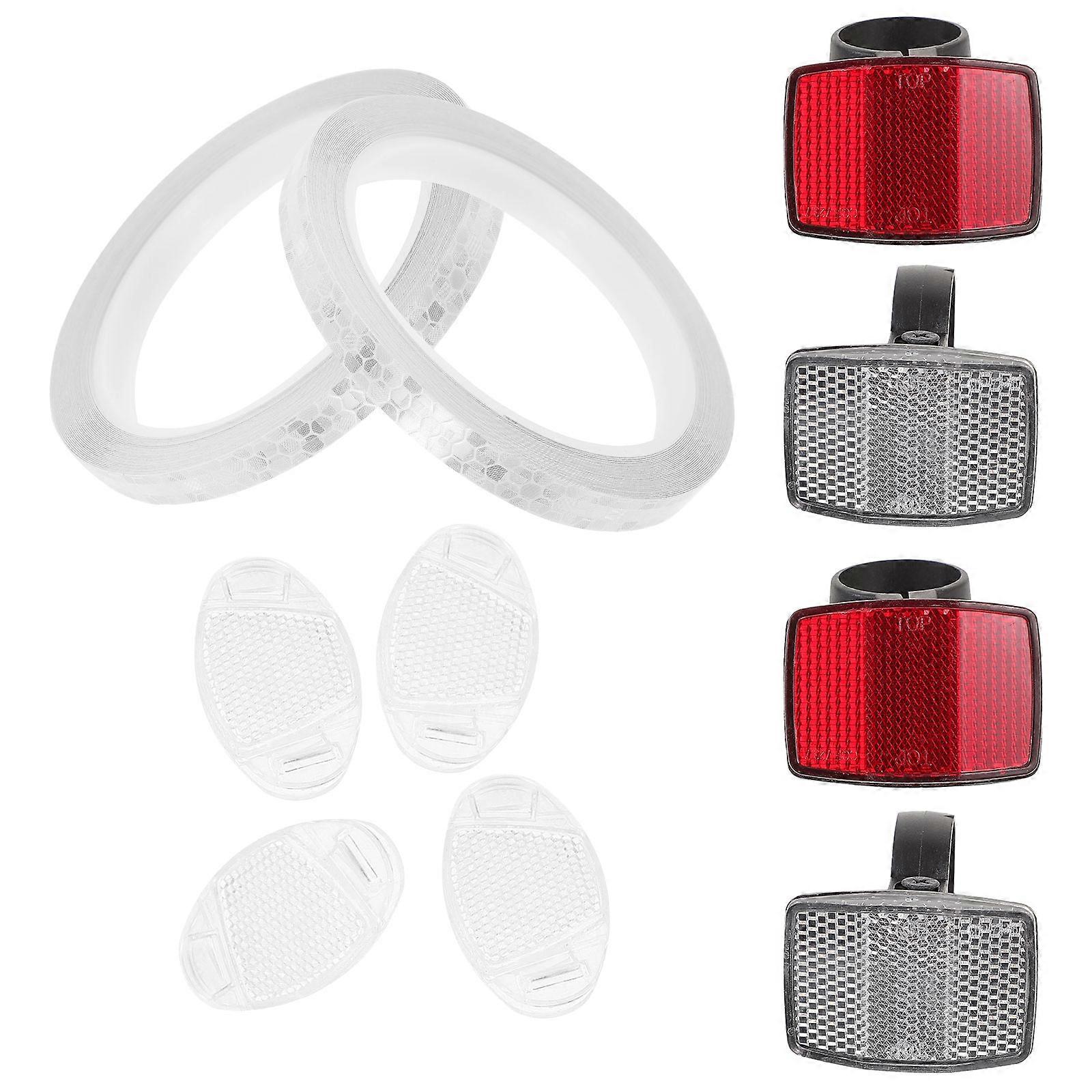 1 Set Durable Bike Reflectors Kit for Front & Rear Warning Lenses – Enhances Visibility for Safe Night Cycling on Road or Mountain Bikes – Random