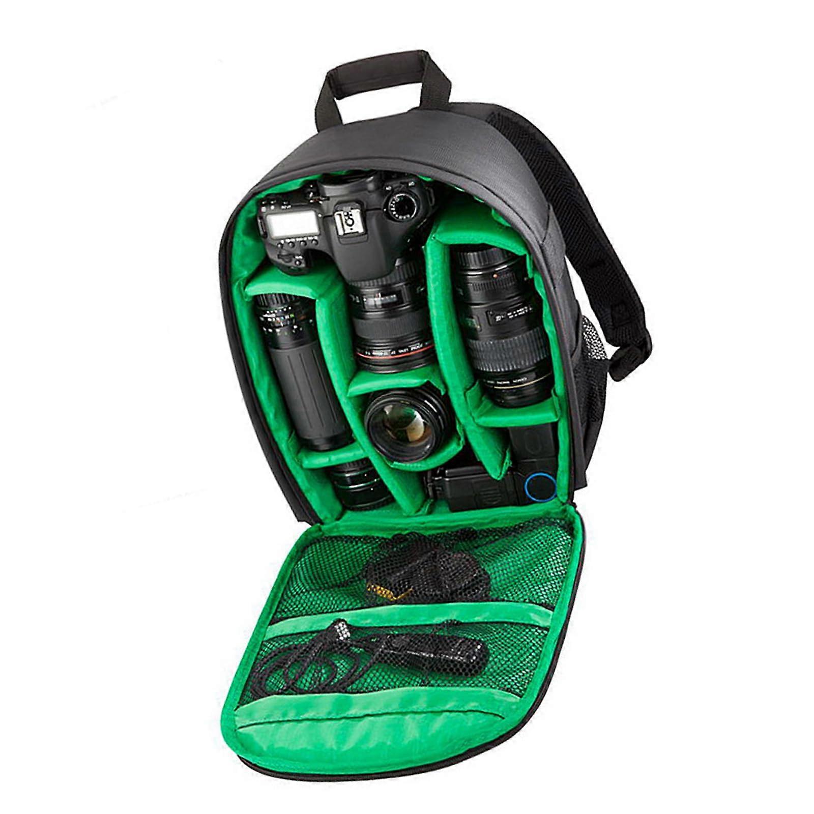 Multifunctional Photography Backpack DSLR Camera Shockproof Padding Breathable Adjustable Straps Green Hiking