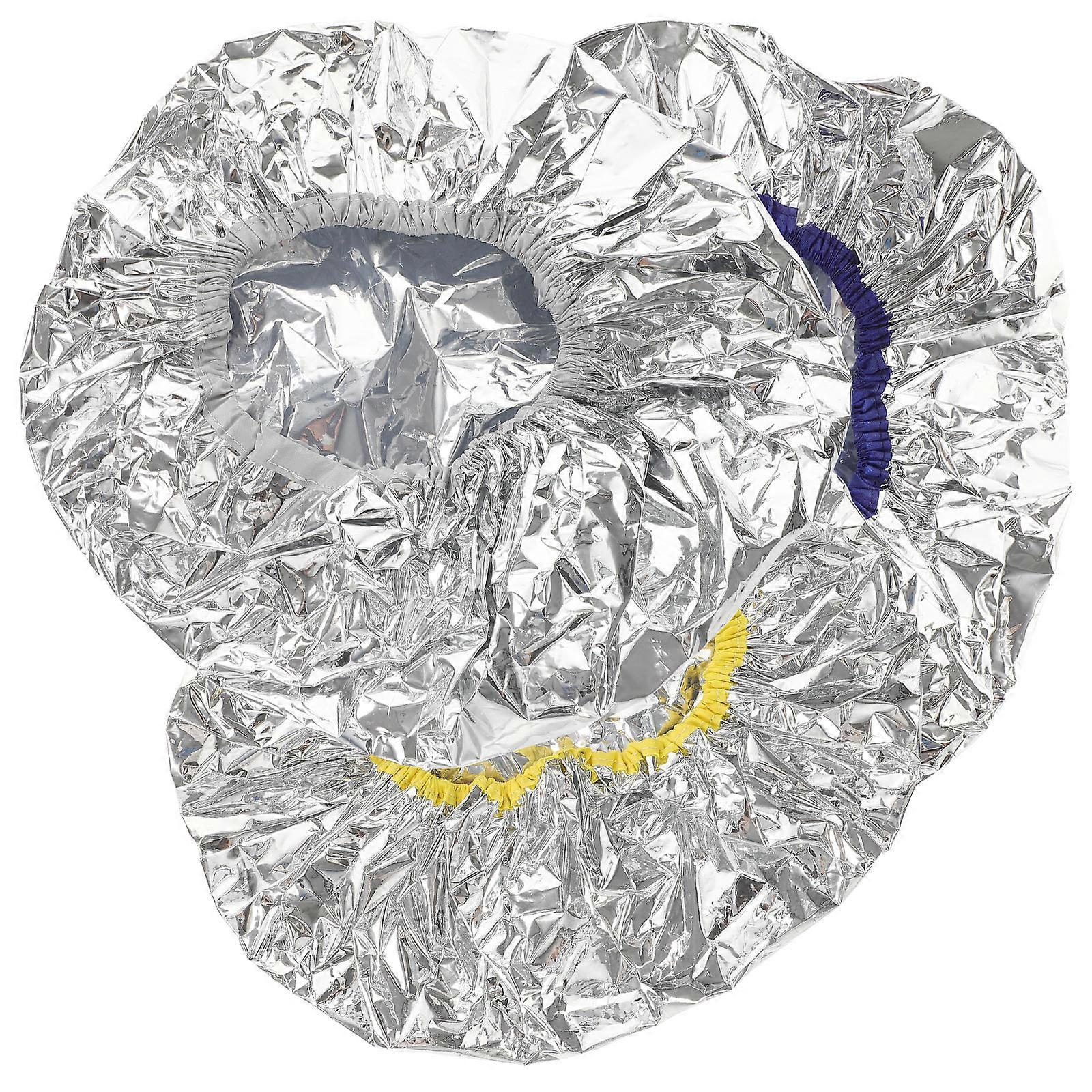 3pcs Elastic Tin Foil Hair Dye Caps for Coloring, Deep Conditioning, Salon, Spa & Home Use – Random Colors