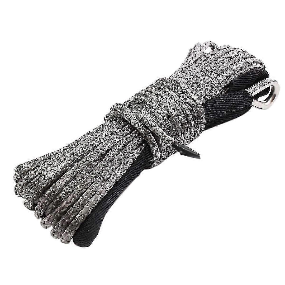 Synthetic Winch Rope, 15M 7700 Lbs Winch Line Cable Rope with Protective Sleeve Maintenance String f
