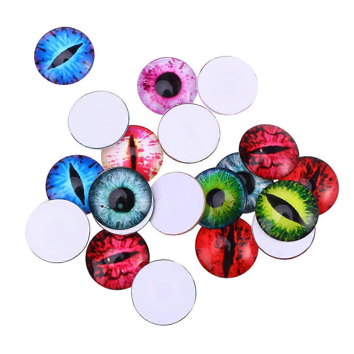 20 PCS 25mm Mixed Eye Mosaic Tiles Dome Cabochons Glass Gemstone for Crafts Jewelry Making