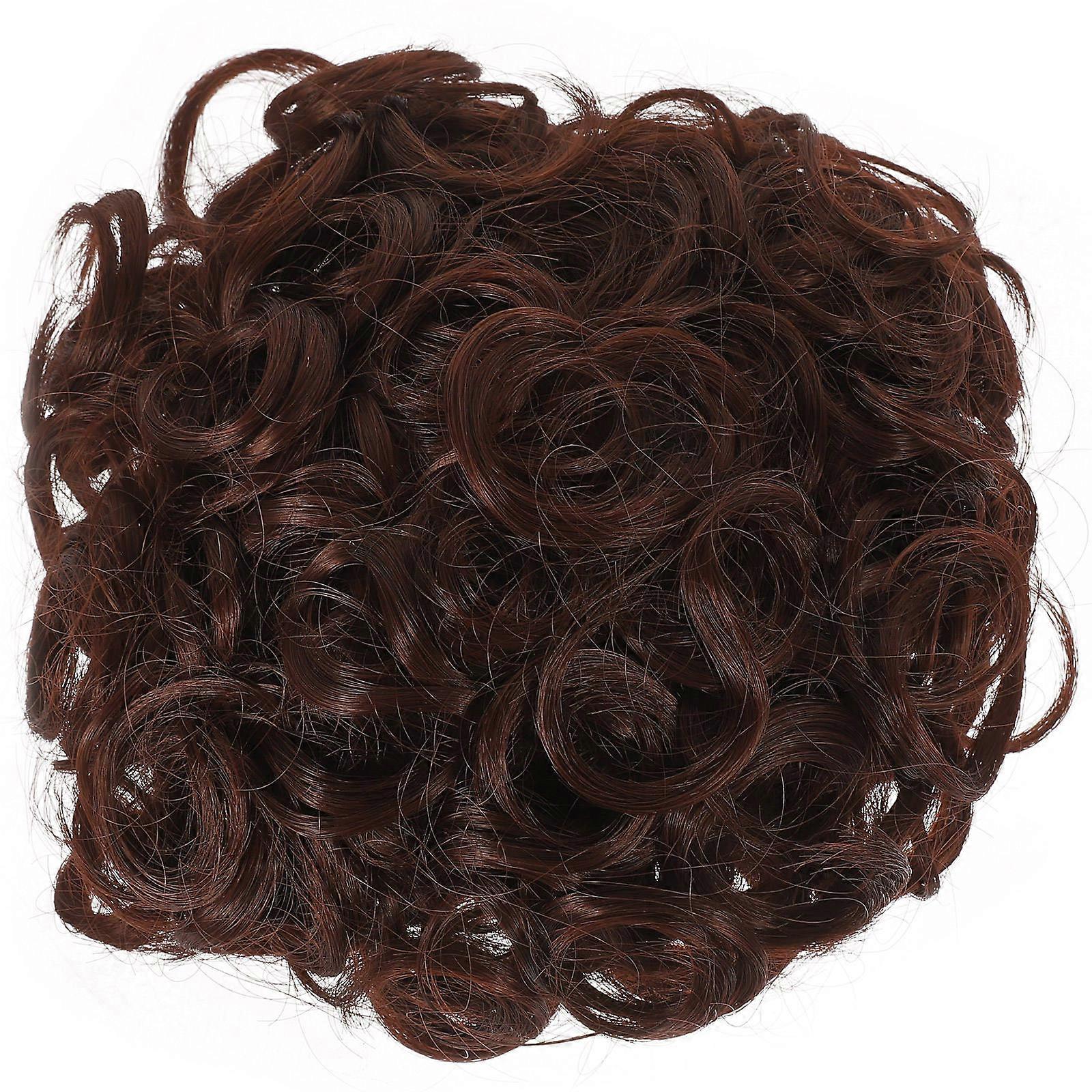 Messy Bun Hair Piece for Women with Elastic Band Brown High Temperature Silk 70 Characters