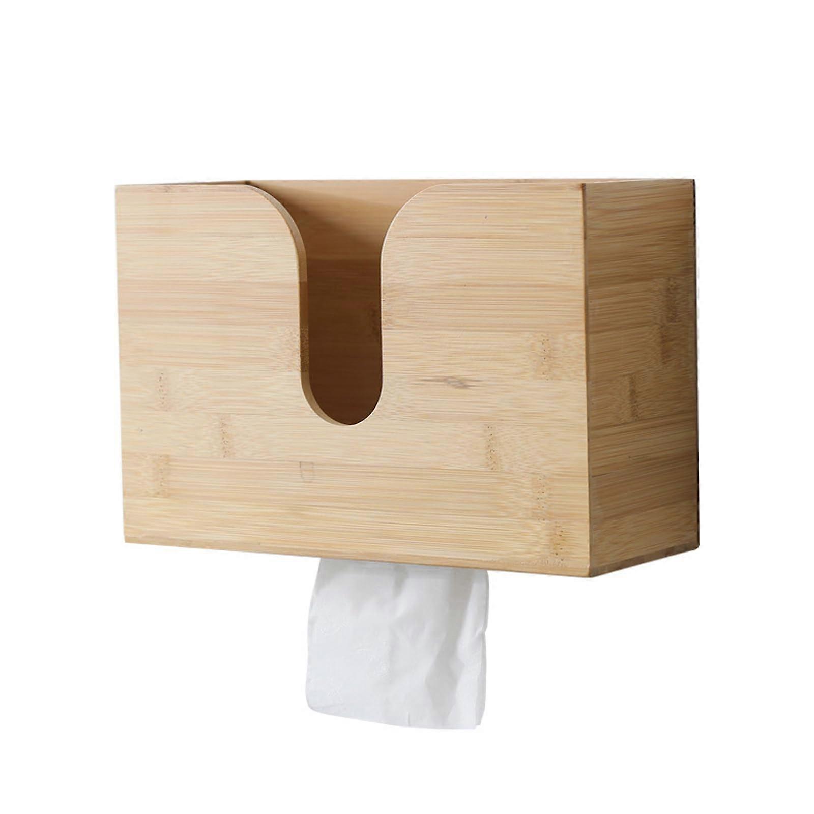 Bamboo Paper Towel Dispenser Wall Mounted Napkin Holder, Countertop Compatible, C-Fold Z-Fold Tri-Fold 29x11.5x19 cm