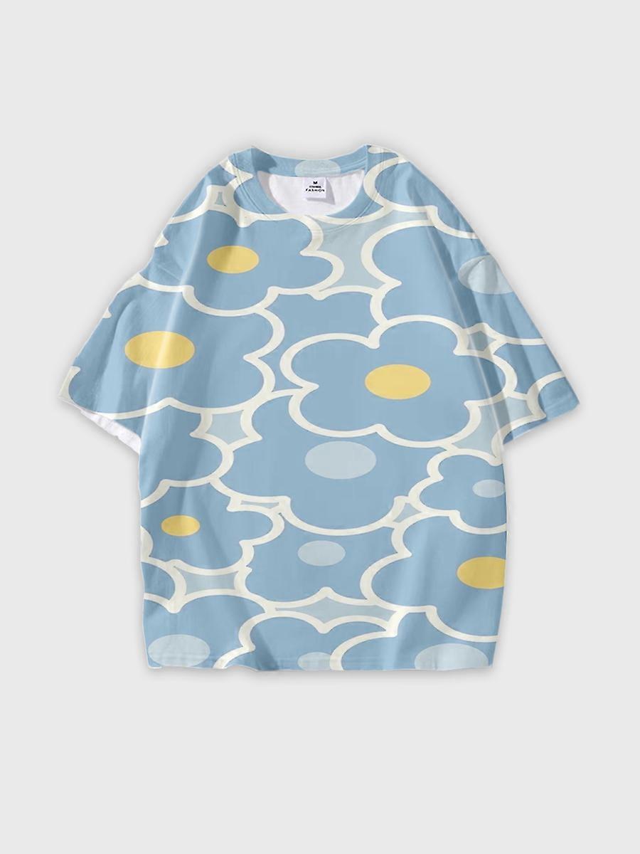 T-shirt round neck Pattern loose short sleeve B1744