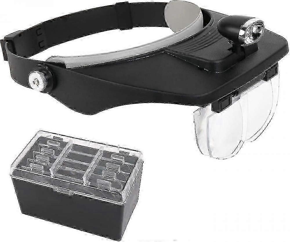 Hands-Free Magnifying Glasses with Light, Adjustable Headband & 1.2x-3.5x Lenses for Reading & Crafts