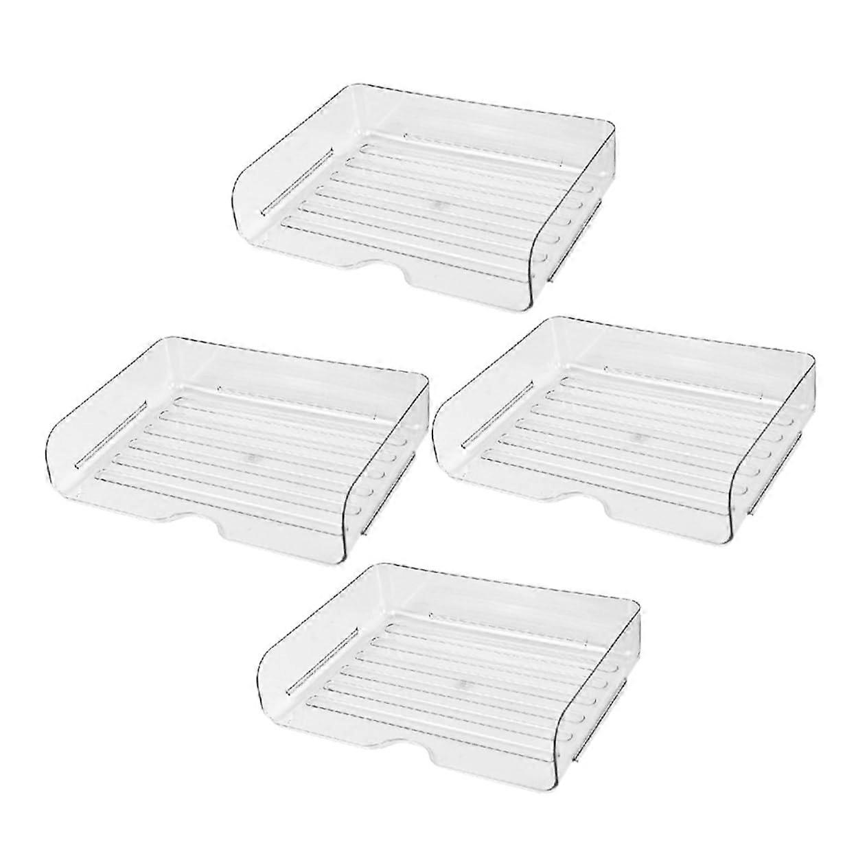 4Piece Stackable Desk Organizer for Documents Elegant Paper Tray Organizer Versatile Storage Solution for Office and Home Transparent Design