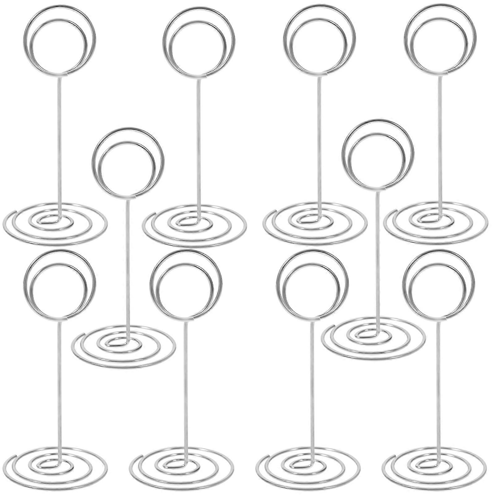 Silver Peacock Round Table Card Holders with Spiral Base – Mini Clip for Photos, Notes, and Business Cards – Ideal for Weddings, Parties, Office, and