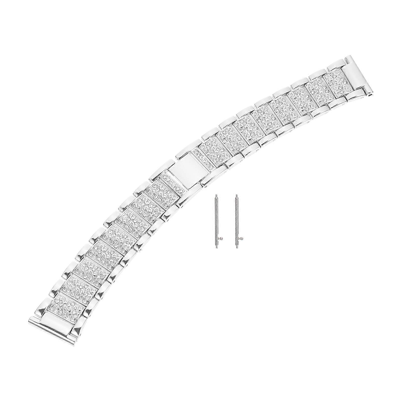 Silver Stainless Steel Watch Strap Compatible for Galaxy Watch 4 Adjustable Size