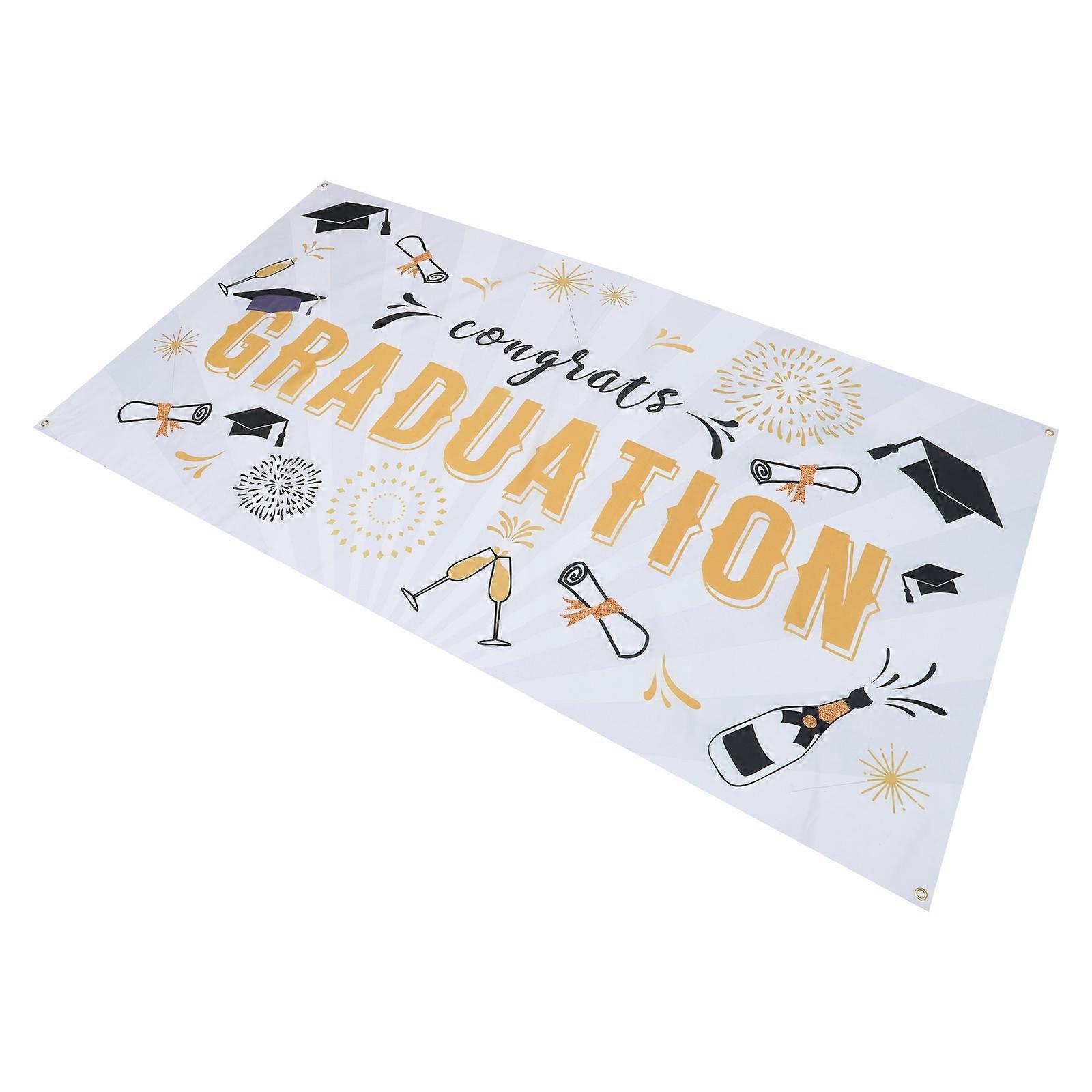 Graduation Party Decoration Banner Grad Backdrop For Students Rectangle Polyester 1Set